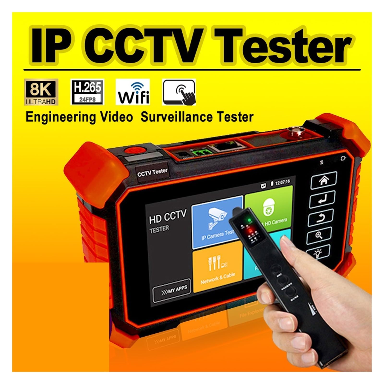 Monitor testowy CCTV, Tester Wideo Wi-Fi, Tester CCTV IP/Tester IPC 4-calowy Ekran Dotykowy Z Obsługą CVBS Test Kamery Analogowej AHD/CVI/TVI Ze Znacznikiem Kabla(IPC-1910 Plus)