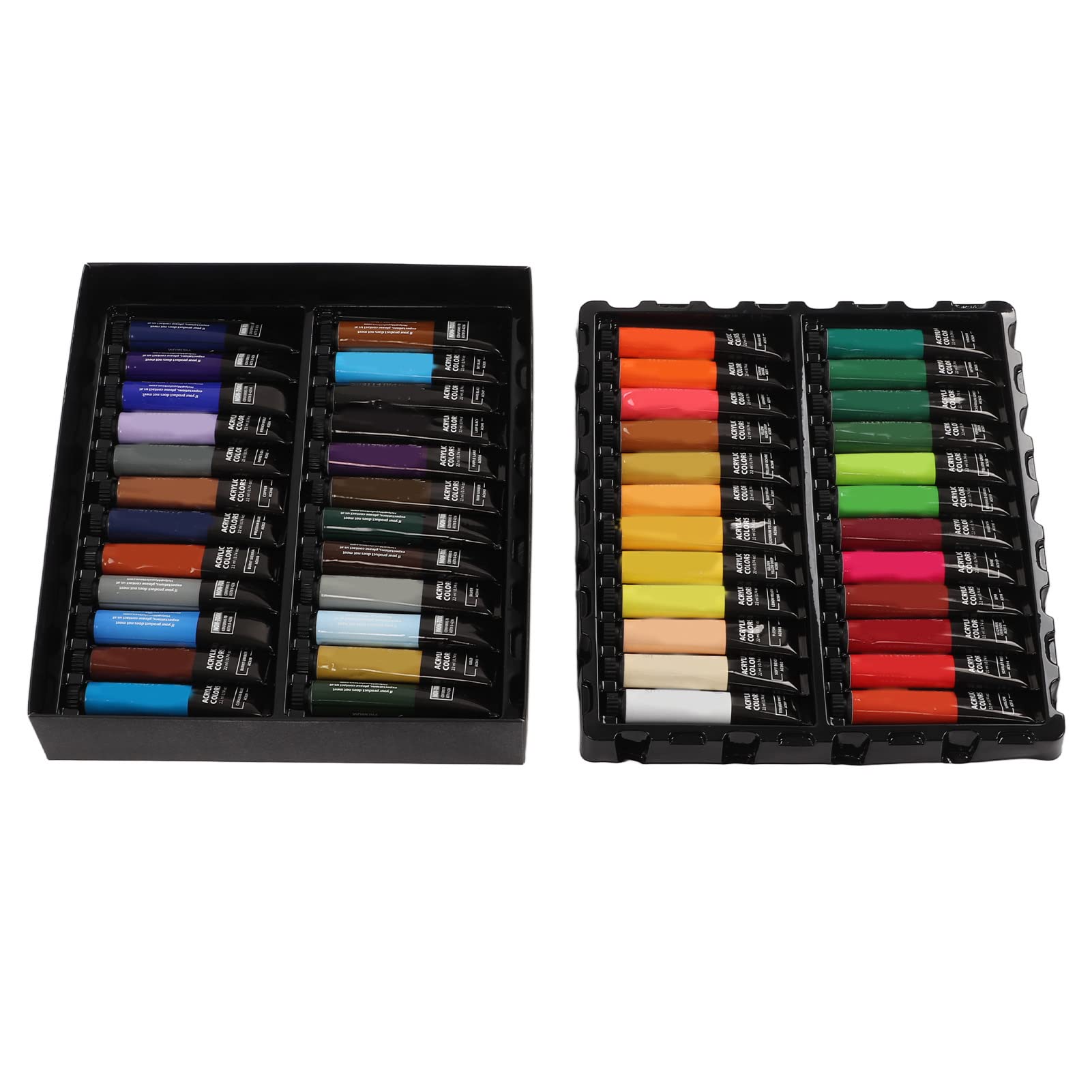Gucagle Kit de pintura acrílica Juego de pintura de bricolaje artesanal profesional con 48 colores 6 pinceles 1 paleta para artistas principiantes adultos adolescentes proyectos de arte