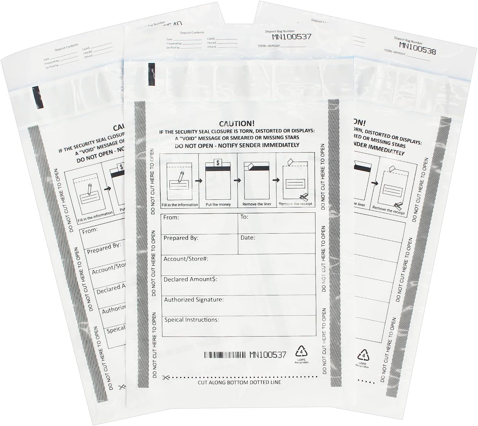 Deposit Bags Security Pocket Bank 9 Inch X 12 Inch (White, 100 Pack