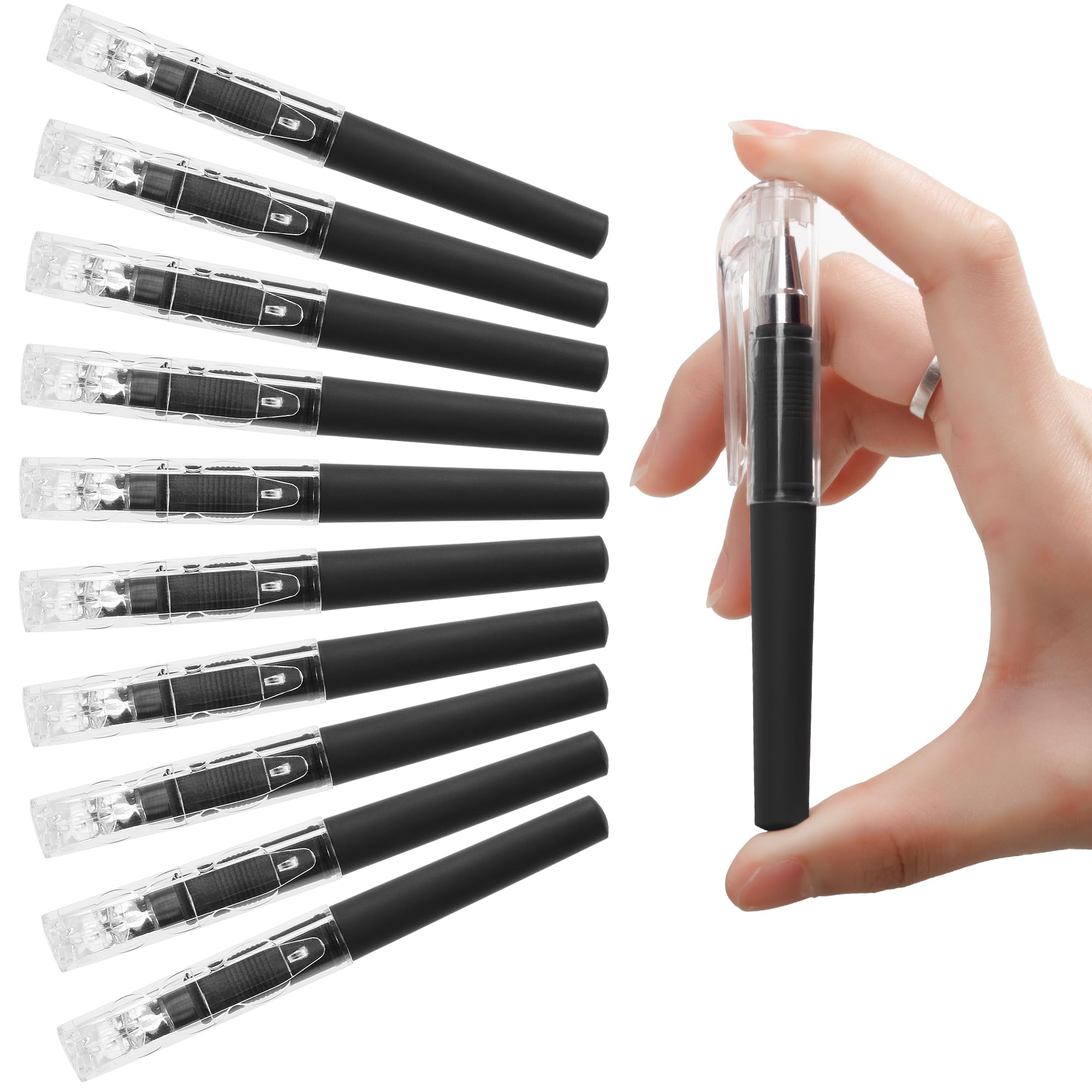 LunarCharm 10 Pieces Mini Gel Pens, 0.5 mm Black Ink, Pocket Pen, Short Small Pen, Smooth Writing, Quick-drying, Cute Pens for Pocket Journals โ image 1