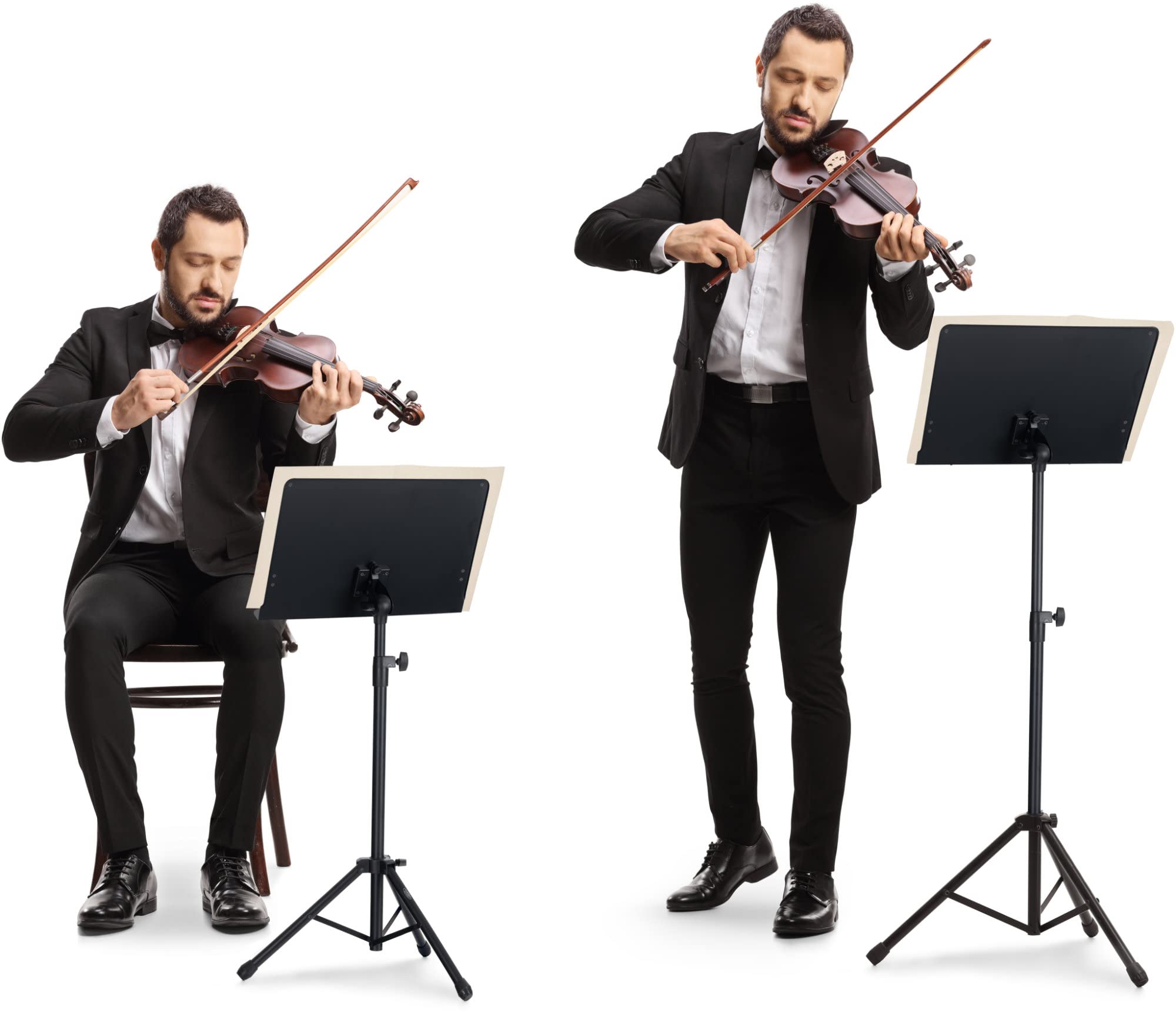 Pronomic OS-01C Orchesterpult (geschlossene Notenauflage, mit Notenklemmen, platzsparend, stufenlos, Prismenverbinder) Schwarz