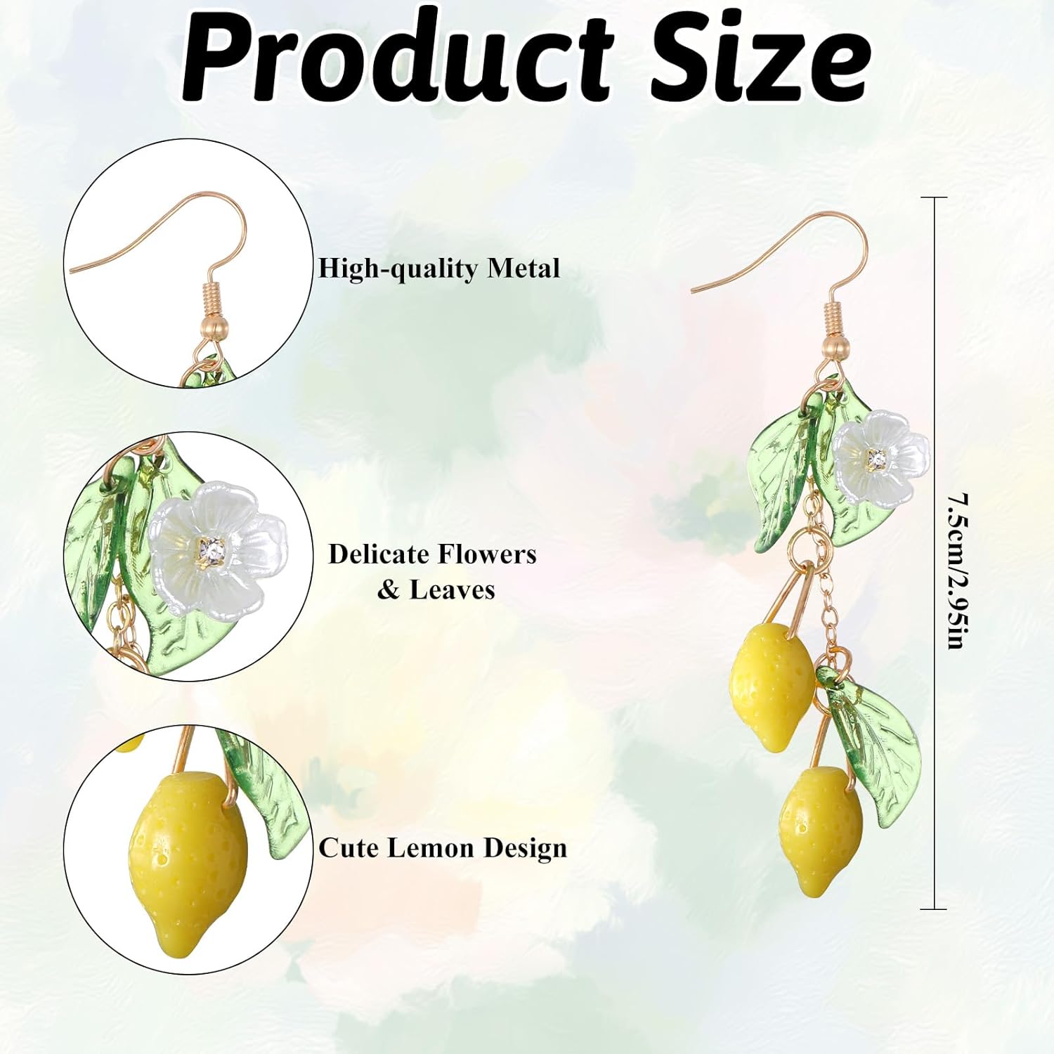 Bewudy Lemon Dangle Earrings, Yellow Lemon Hoop Earrings for Women, Fashion Fruit Earring for Birthday Valentine's Day Christmas Cosplay Gift - Image 2