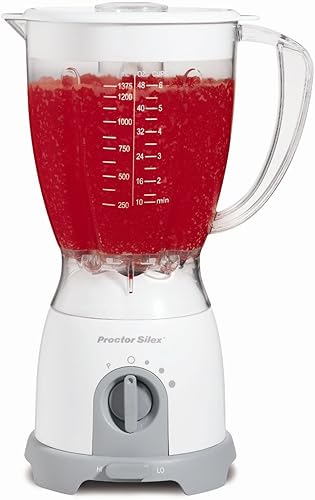 Proctor-Silex - Licuadora de 8 velocidades, capacidad de 48 onzas, acero inoxidable, color blanco