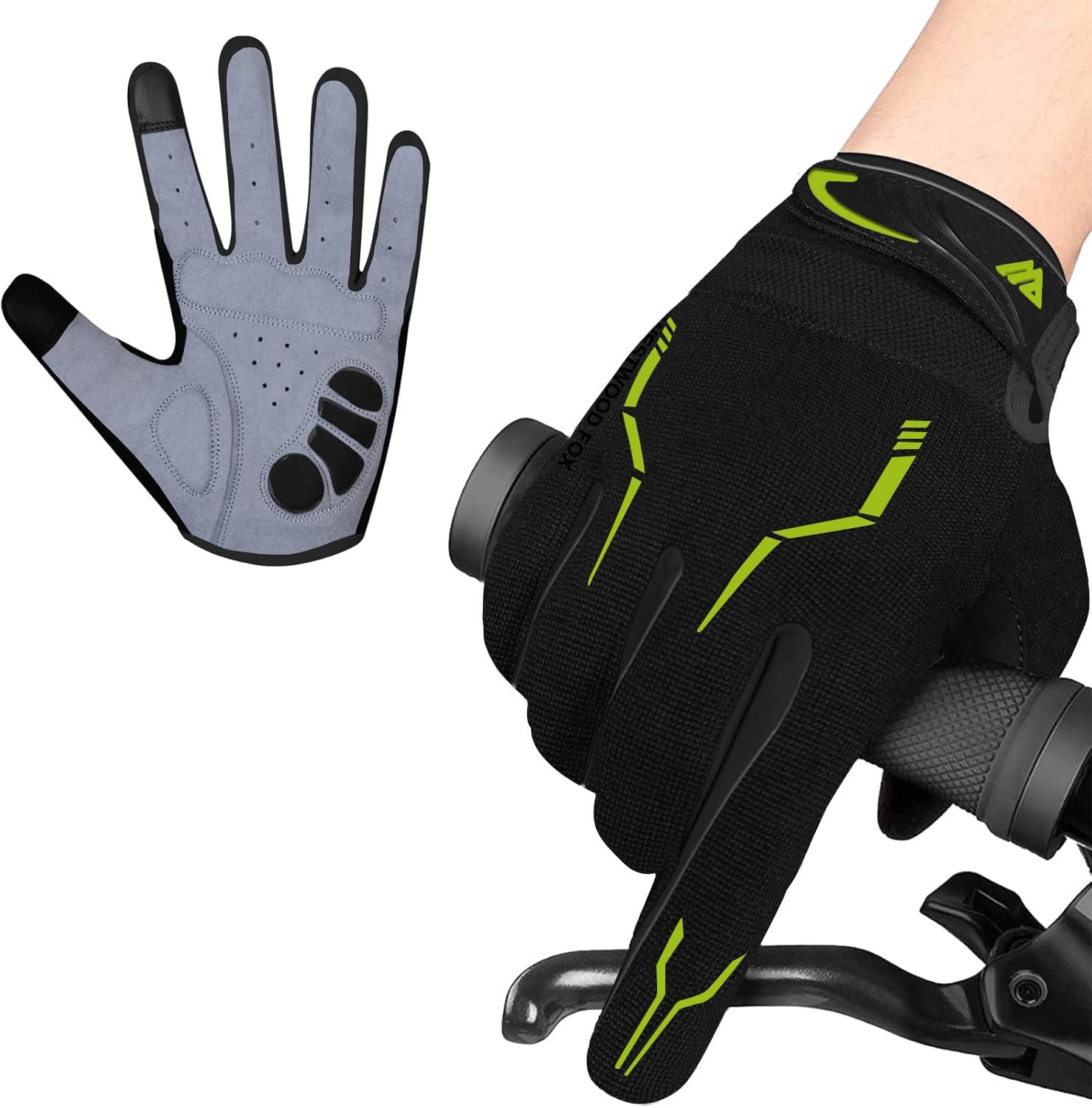 WESTWOOD FOX WFX - Guanti da ciclismo a dita intere, per mountain bike, touchscreen, guanti da MTB, imbottiti, antiscivolo, per ciclismo su strada, per uomini e donne
