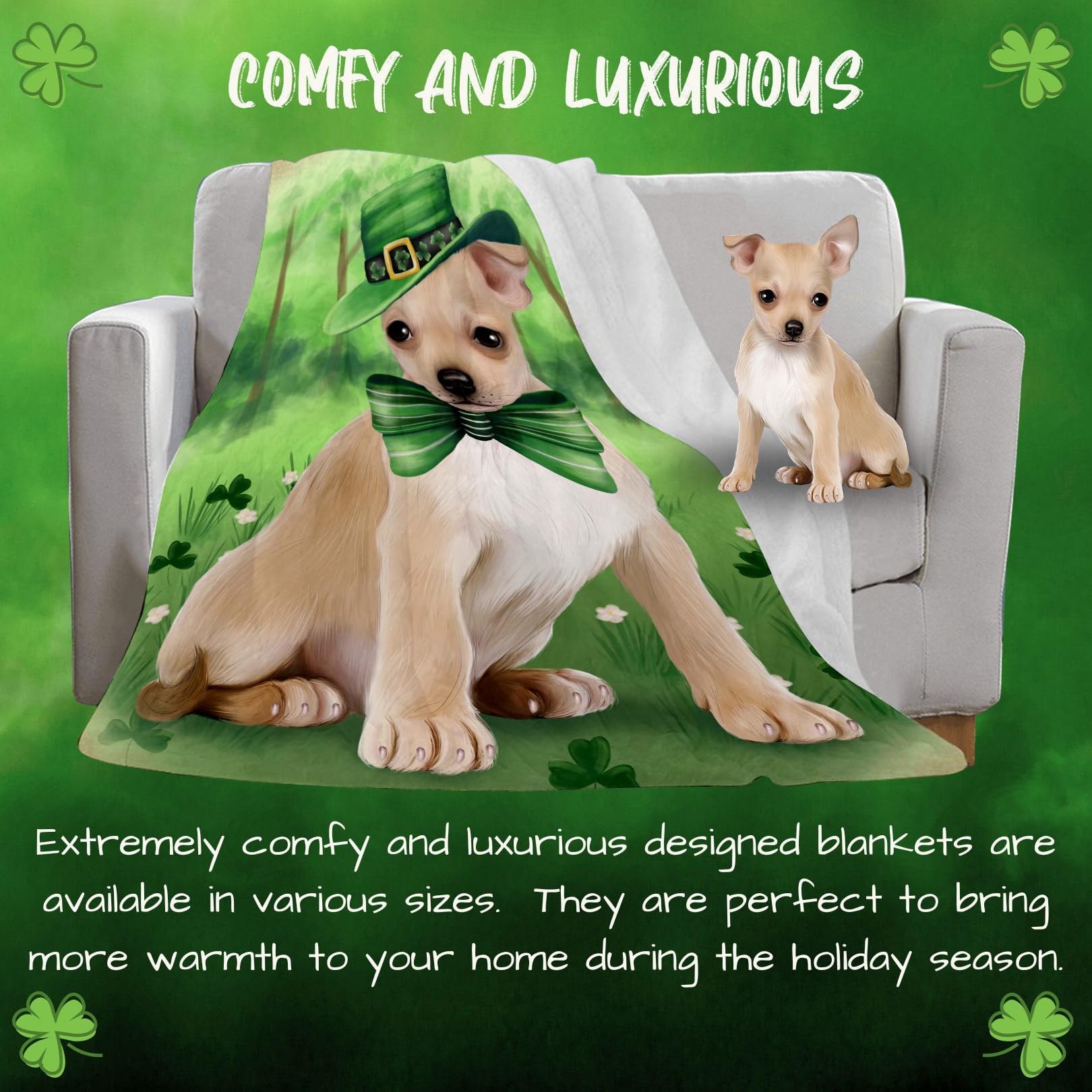 Amazon.com: St. Patricks Day Irish Chihuahua Dog Blanket  display picture 1