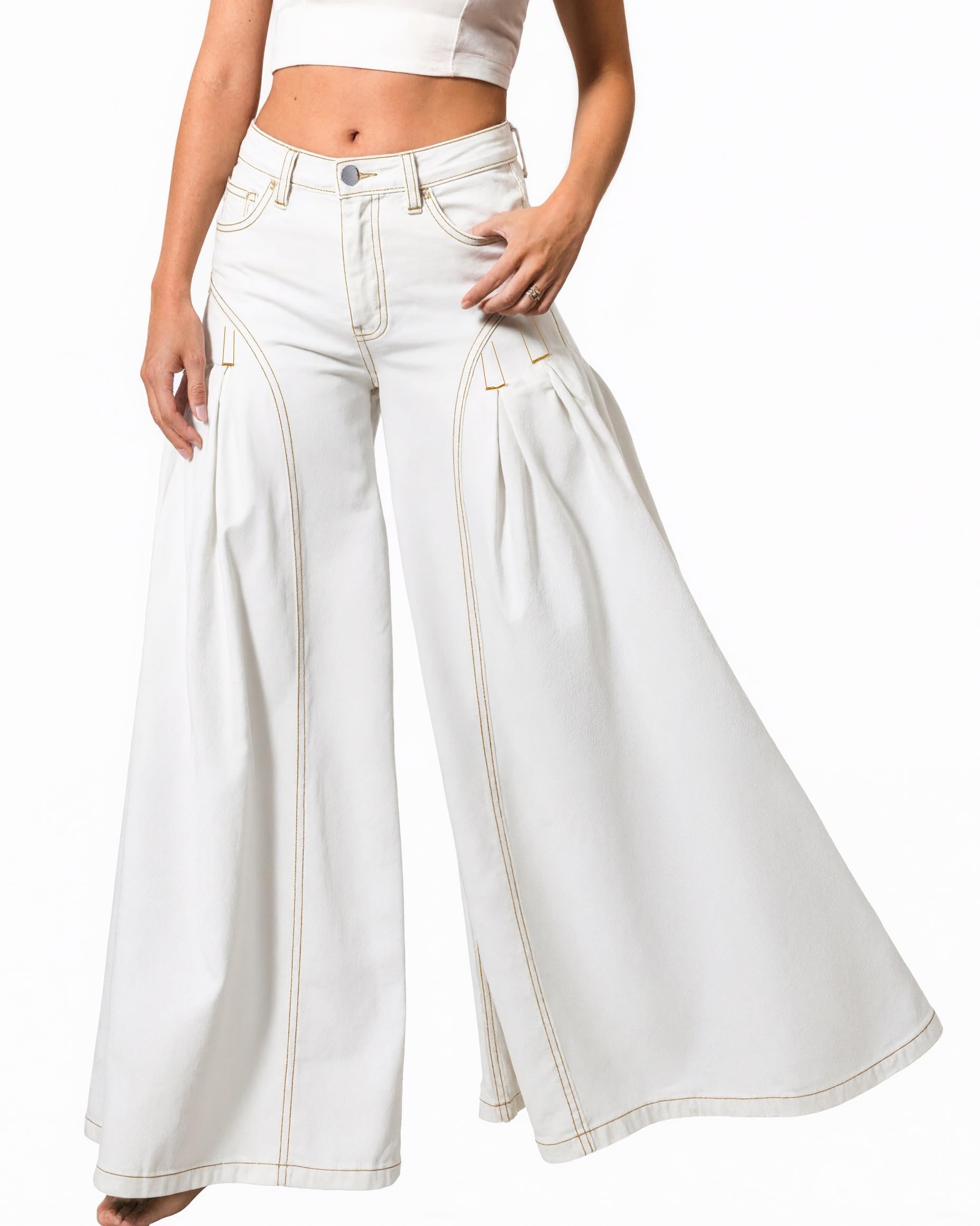 EZAPINE Women Bell Bottom Jeans