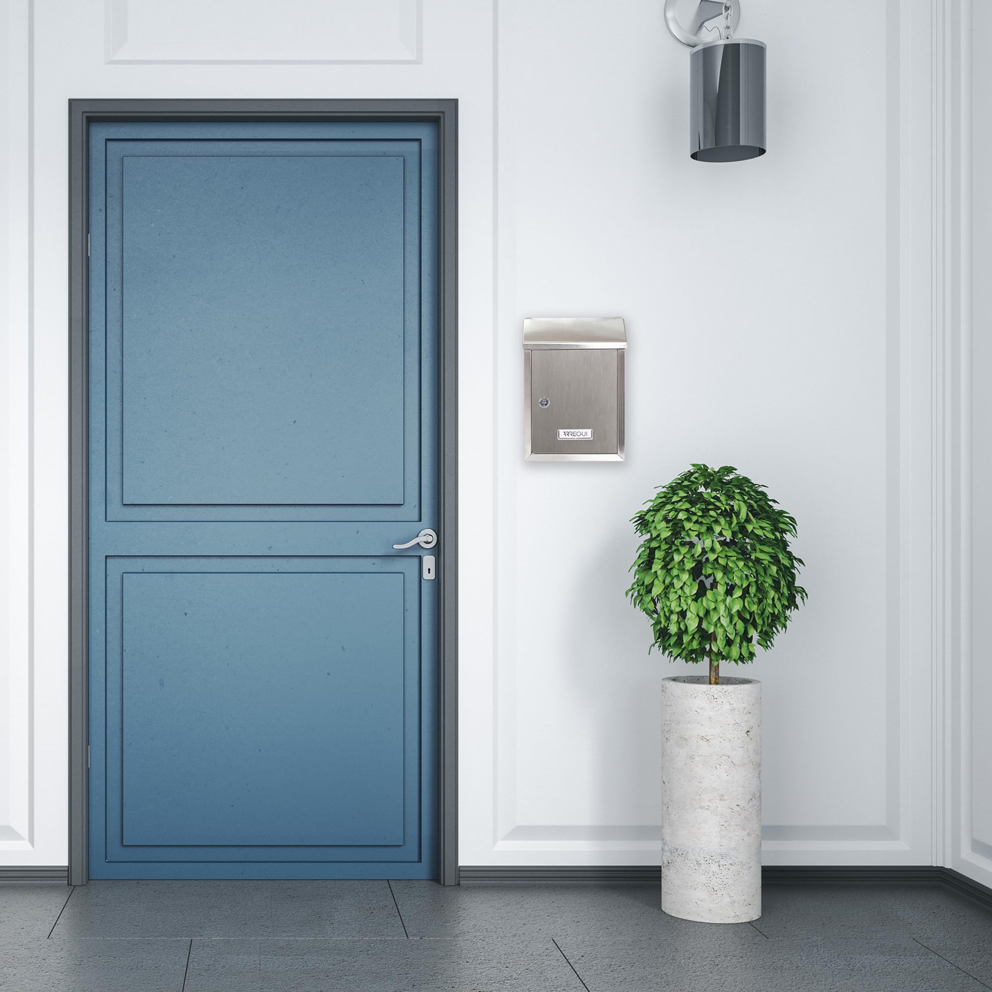 ARREGUI Smart E5727 Buzón Exterior de Acero Inoxidable Tamaño S (Correo DIN A5) | Buzón de Pared Pequeño | Buzón de Correo con Boca Trasera Recogecartas | Anticorrosivo | Fácil de Instalar | INOX