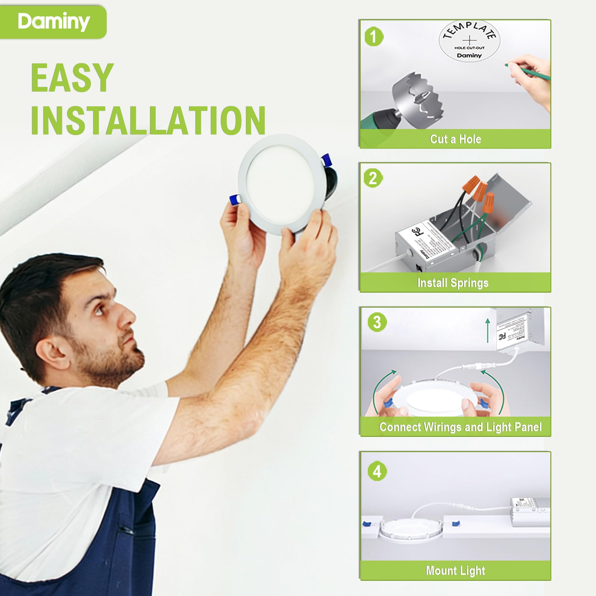 DAMINY 12 sztuk 20,5 cm oświetlenie LED do zabudowy z puszką przyłączeniową