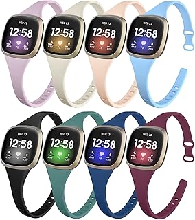 Surundo for Fitbit-Sense 2/Sense-Bands/Fitbit-Versa-4/Versa-3-Bands for Women Men, Thin Slim Soft Silicone Bnad Narrow Sport Strap Replacement Wristband for Fitbit Sense 2/Sense/Versa 4/Versa 3
