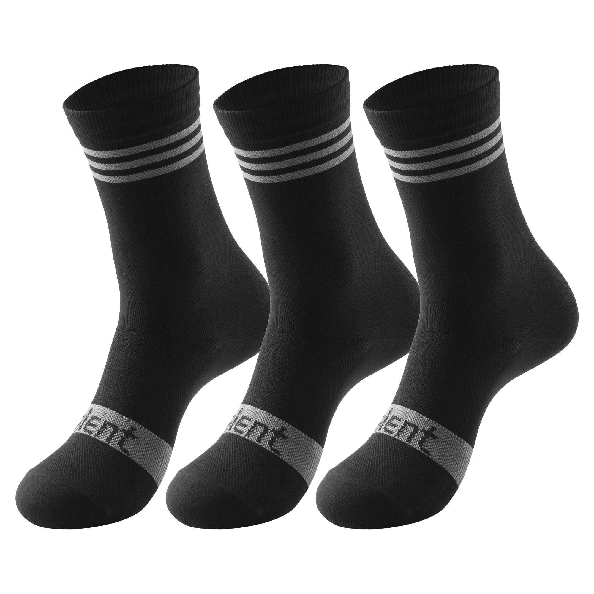 Lalent3 Pairs Men's Cycling Socks for Mountain Biking, Spinning, Road Cycling & Racing, Compression Breathable Running Trekking Camping Hiking Walking Athletic Crew Socks