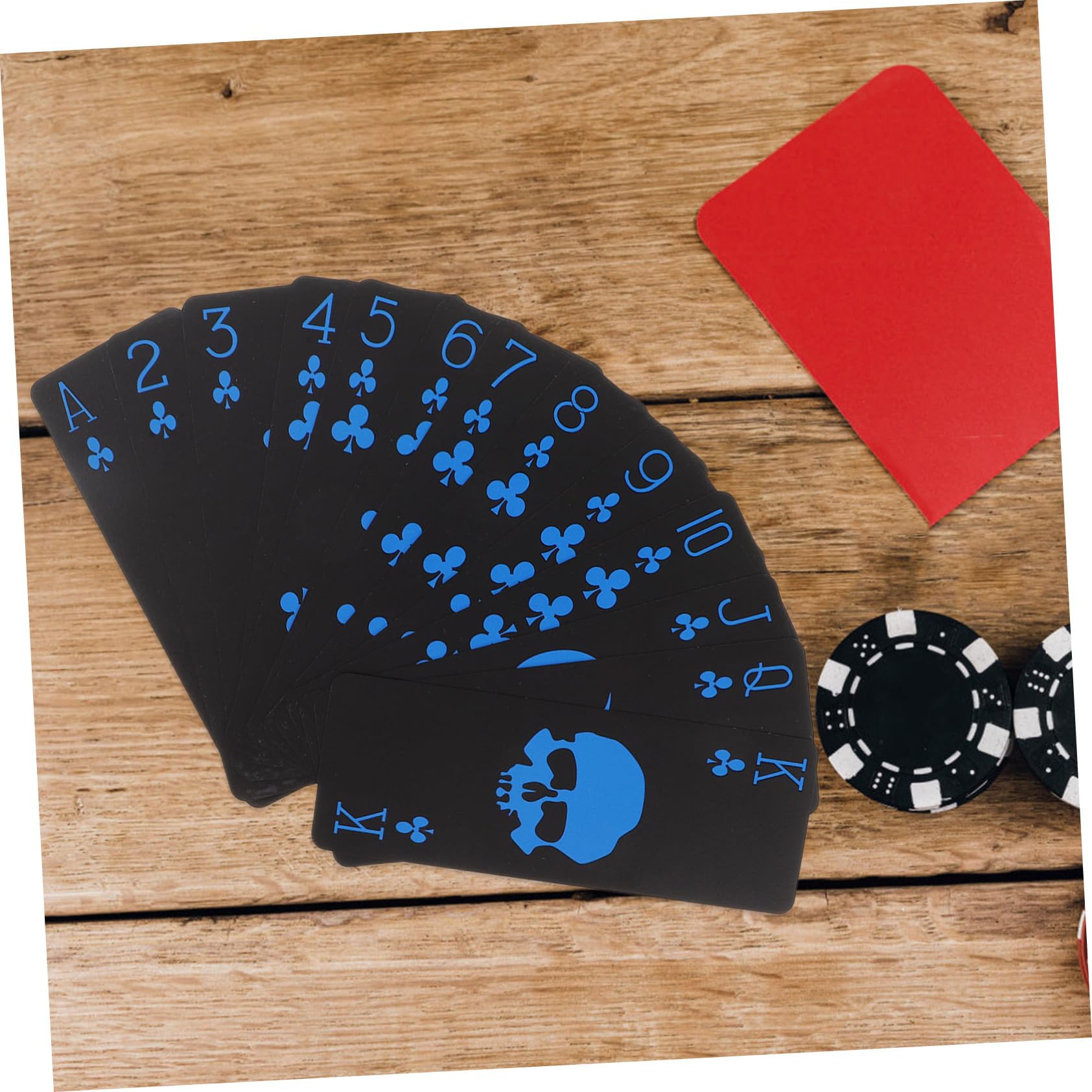 BESPORTBLE Cartes Poker Étanches PVC Noir Mat avec Motif Crâne Jeu de Cartes Plastifié pour et Réunions Poker Classique