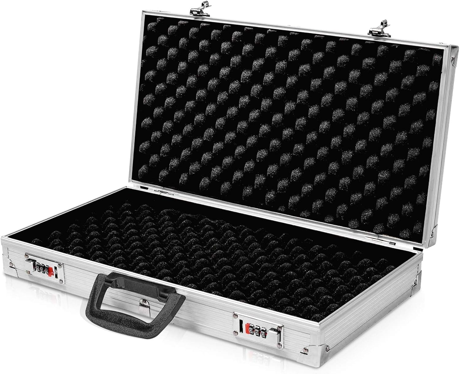 GOPLUS Funda para Arma de ABS con 2 Cerraduras de Combinación, Maletín para Pistola, Caja de Almacenamiento Segura y Resistente, Funda para Arma, Plata