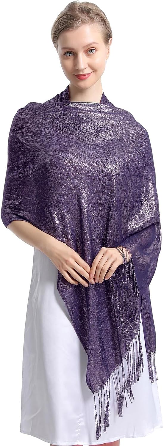 Sparkly Metallic Shawls and Wraps,Women's Glitter Pashmina Shawl Scarf forformal Evening Party Dresses - Image 2