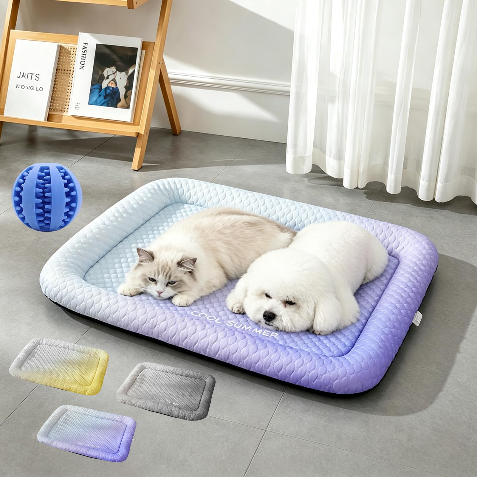 Pet Cooling Pad Mat for Dogs and Cats, Ice Silk Cooling Mat for Dogs, Non-slip Ice Silk Summer Cool Bed Blanket in Gradient Colours, Cloud-Like Comfort, Washable, for Indoor Floors Car (#3 2pcs,L)