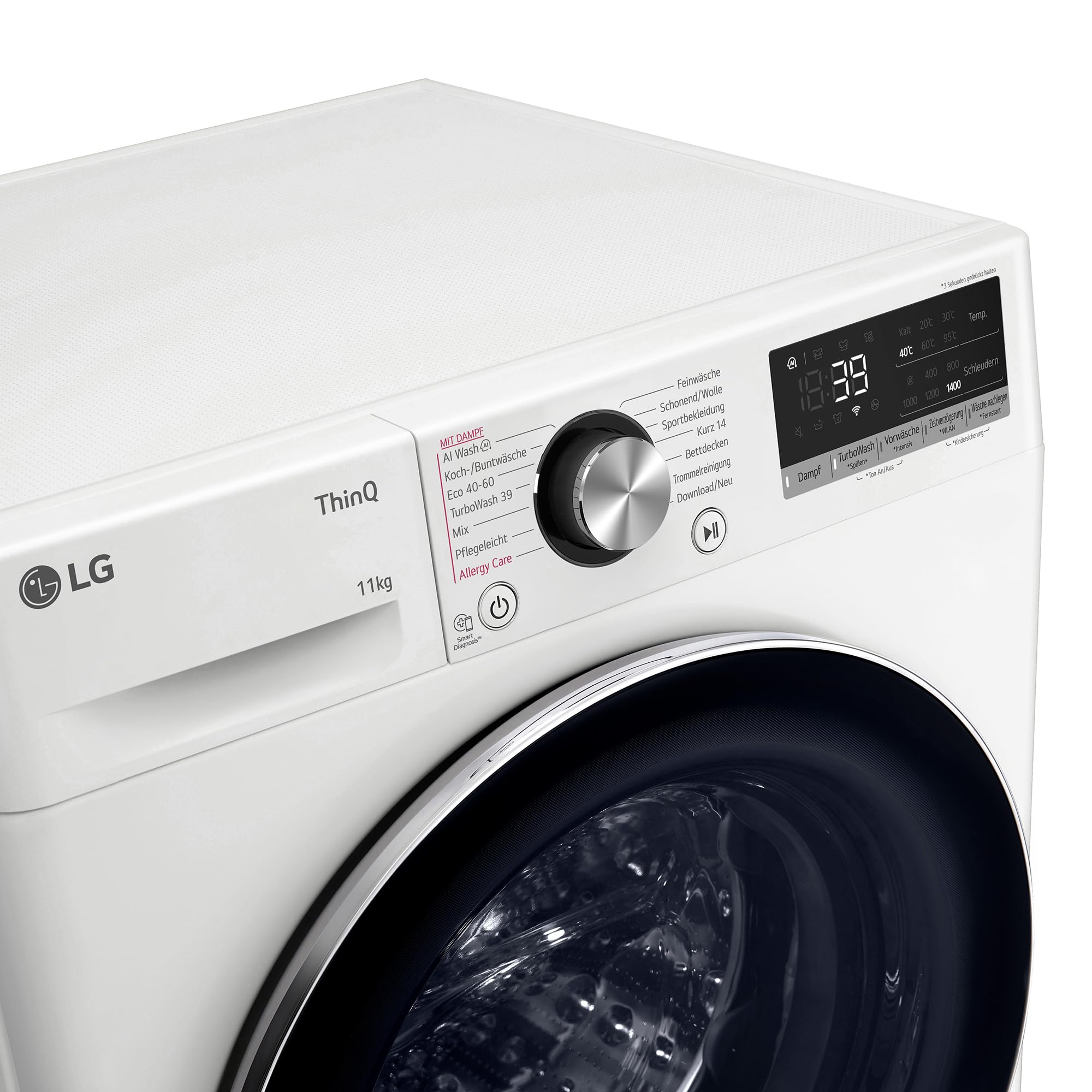 LG F4WR7012 Waschmaschine, 11 kg, 1400 U/Min., A -10%, AI DD, TurboWash 360°, Steam, AquaLock, Inverter Direct Drive, ThinQ (WLAN), Weiß [Energieklasse A]