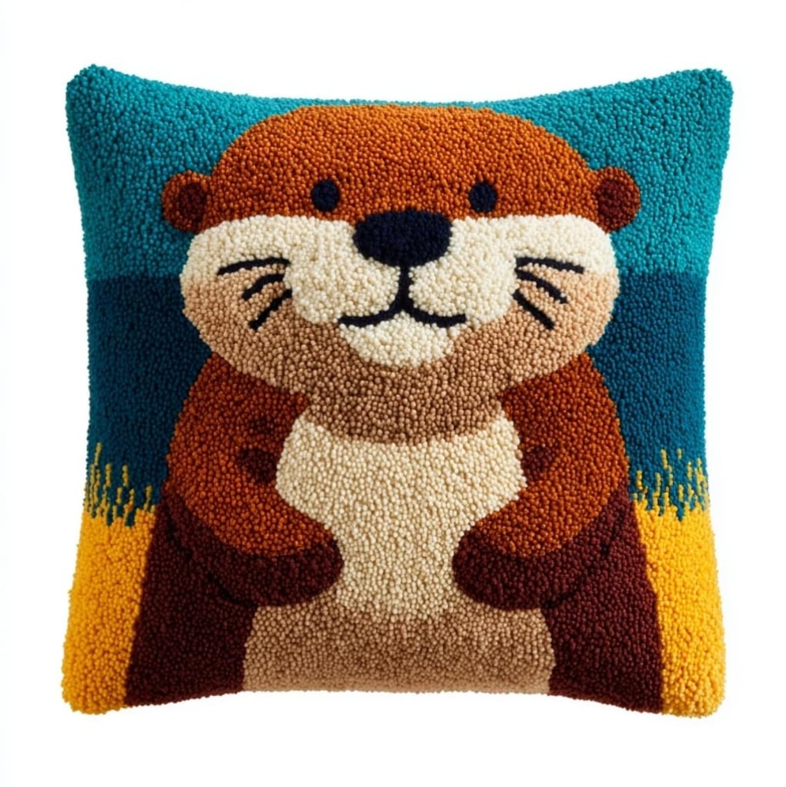 WallustrioaW 43x43cm Latch Hook Embroidery Cushion Kit,Animal Otter