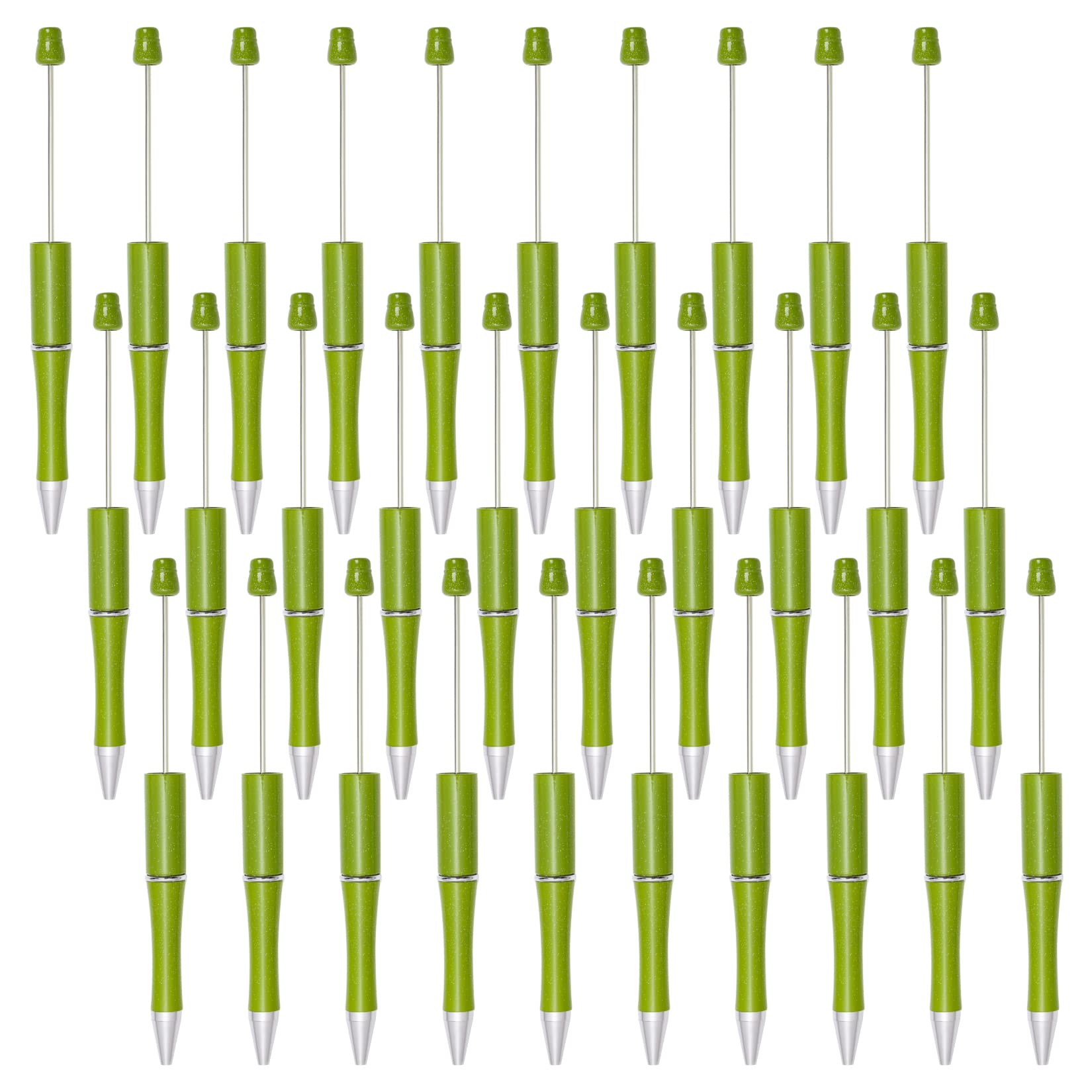 jiebor 30Pcs Green Beadable Pens Plastic Bead Ballpoint DIY Cute Cool Pens Black Ink for Women Men Bridal Graduation Gift Office Supplies