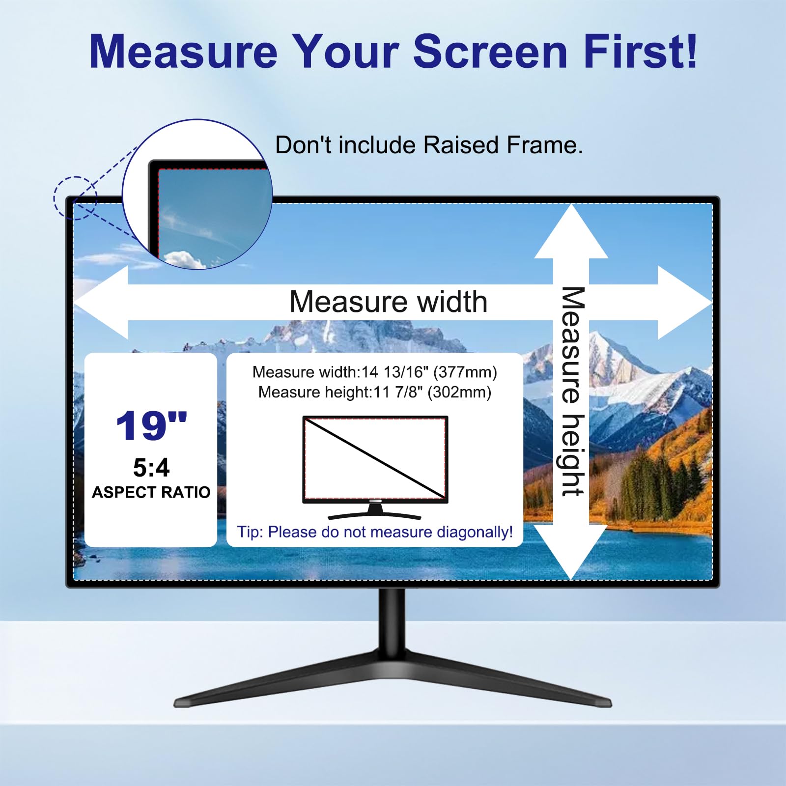 Filtro privacy per monitor del computer da 19 pollici per proporzioni 5:4, protezione degli occhi anti riflesso della luce blu, oscurante rimovibile anti spia desktop protezione filtro