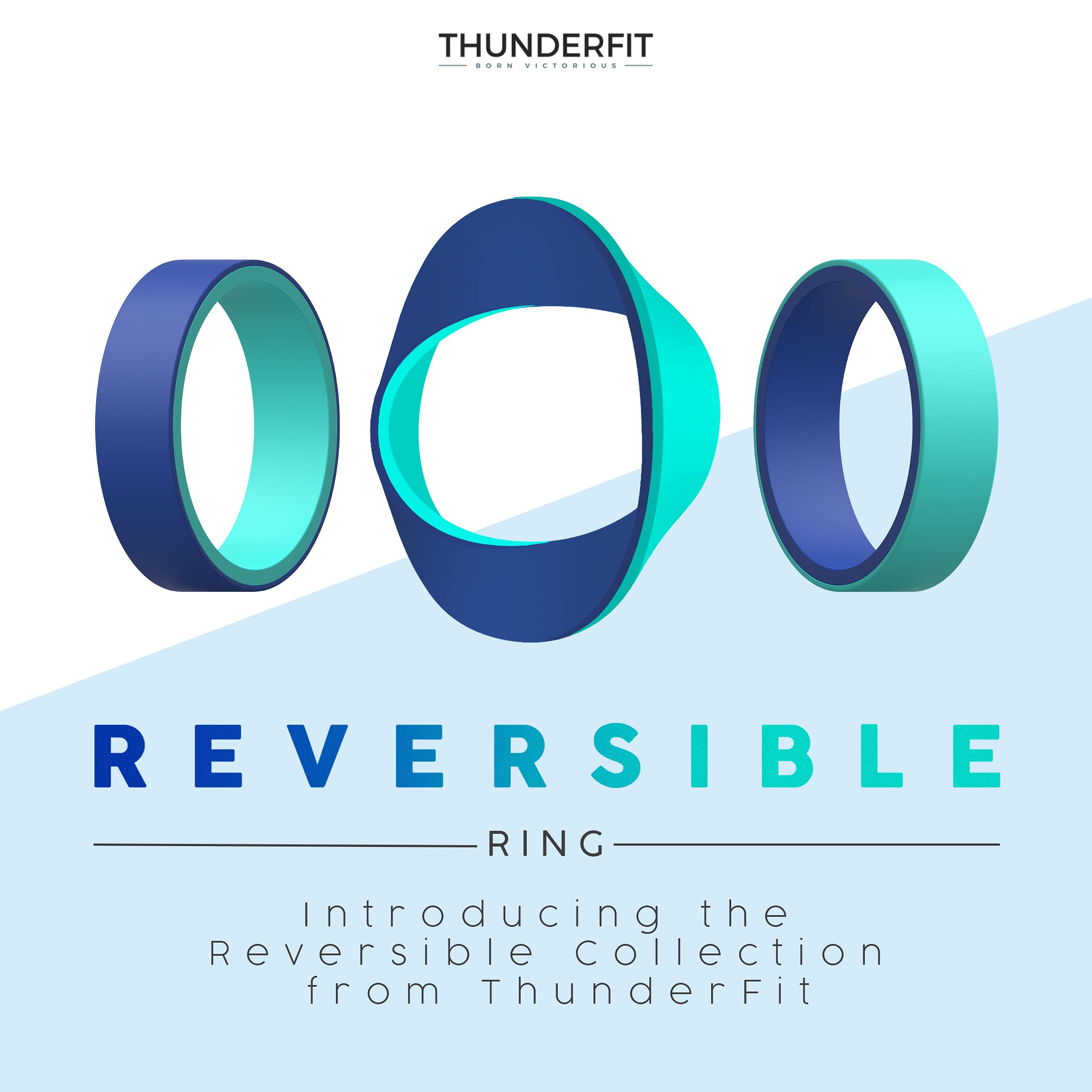 ThunderFit Unisex Silicone Wedding Rings, Reversible 6mm Wide 2mm Thick - 1/4/7 Variety Multipack (Pack J, 10.5-11 (20.6mm))