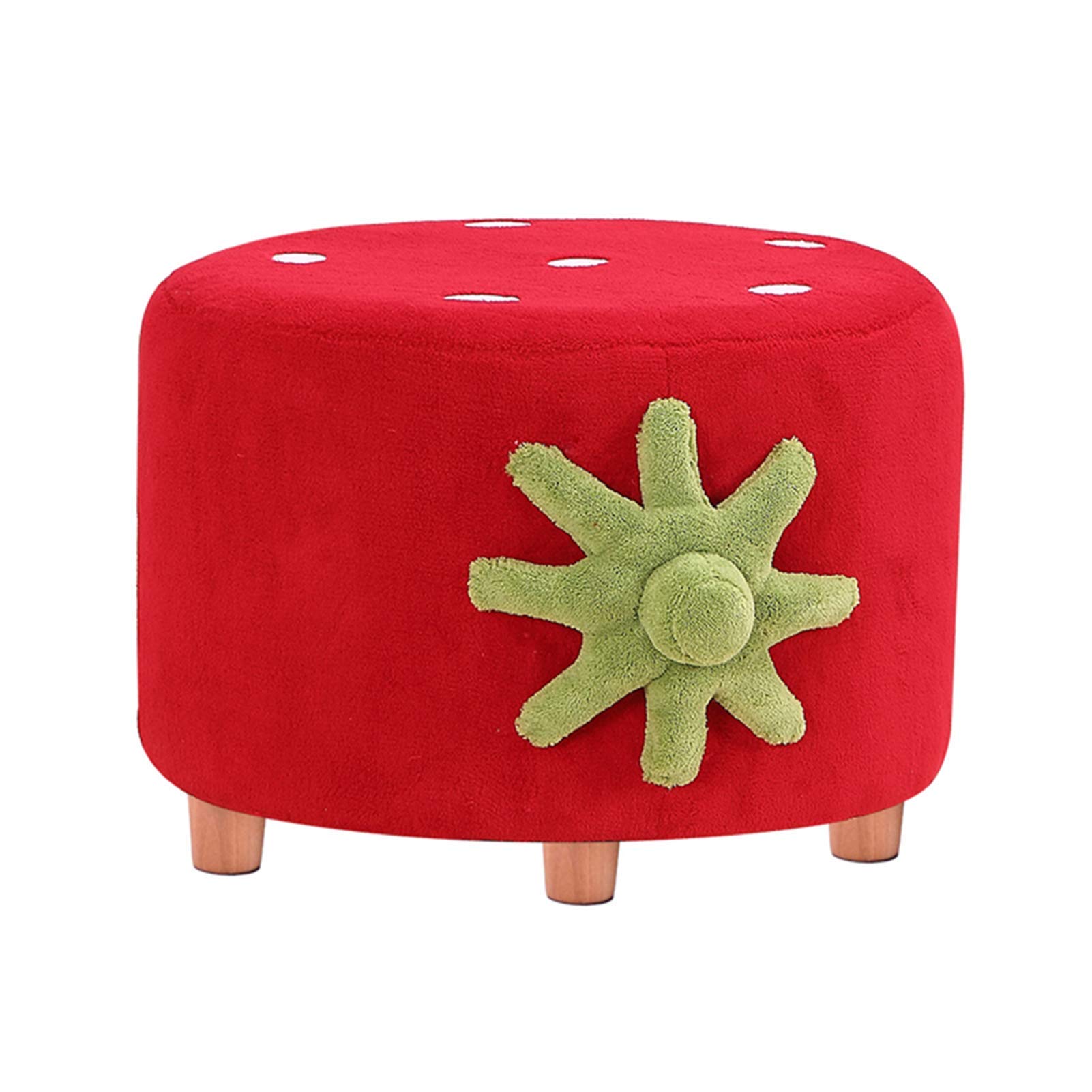 Reposapiés Redondo para niños, Dibujos Animados de Fresas para Cambiar Zapatos, taburetes, pequeño, reposapiés, tapizado, puf, Silla para niños, Dormitorio, Sala de Estar, Rojo