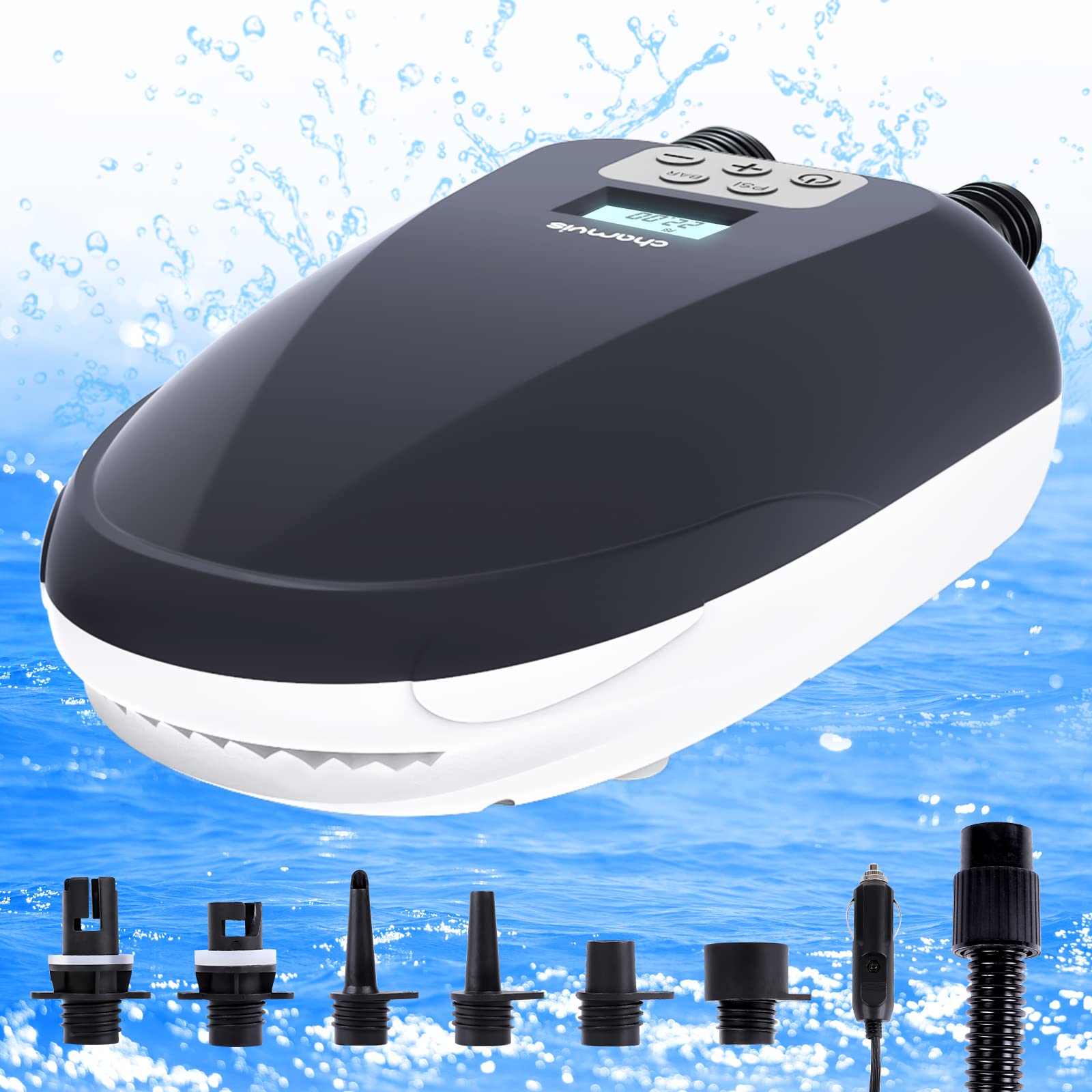 Chamvis Paddle Board Pump, 22PSI SUP Pump for Paddle Board Electric Air Pump: Inflation/Deflation 12V DC SUP Air Pump with Auto-Off for Inflatable Stand Up Paddle Boards, Kayaks, Boats
