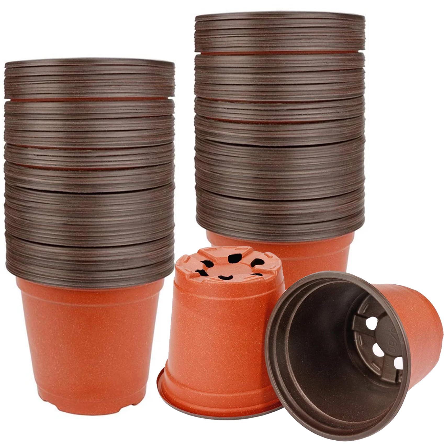 5 Inch Plant Pot 30-Pack, Plastic Seedling Pots with Drainage Holes Nursery Pots for Seed Starting, Indoor Outdoor Garden Containers