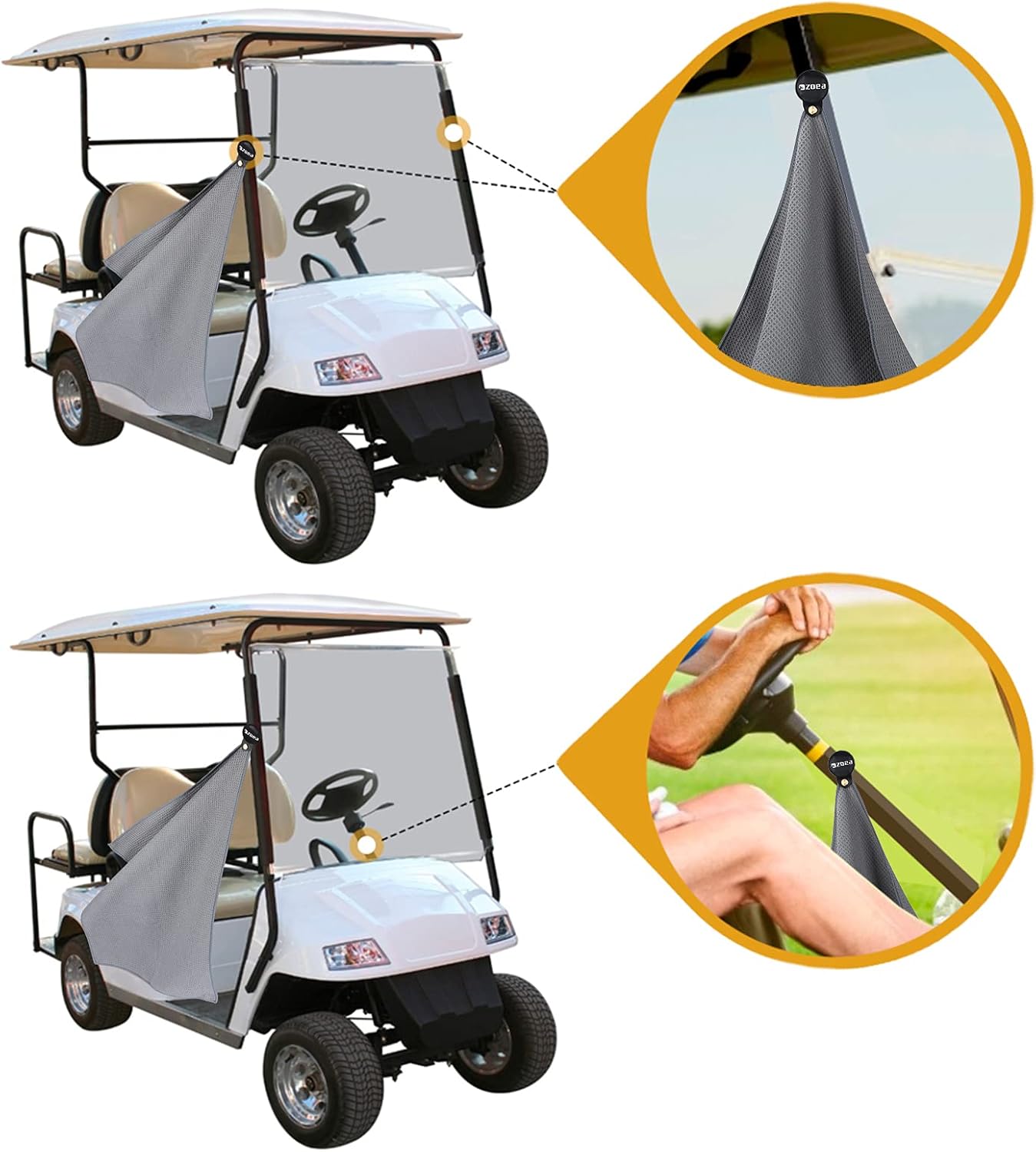 ZOEA Magnetic Towel, Magnetic Clip for Golf Towel, Microfiber Fabric Waffle Pattern Towels Industrial Strength Magnet for Strong Hold to Golf Carts or Clubs (1, Grey) - Image 7