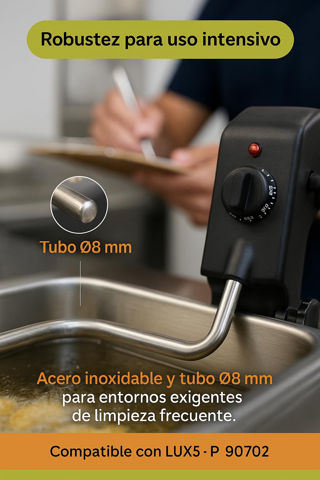 Resistencia Freidora Cabezal Derecho F5+ P 907002 Compatible con Movilfrit Profesional 230V 2000W Termostato 60 200 °C Hotelería Cocina Industrial Repuesto Técnico Rápido Seguro