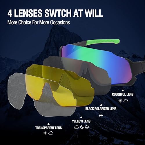 Miniatura 10 de DUCO Gafas de sol deportivas para niños y niñas con 3 lentes intercambiables, polarizadas para adolescentes y jóvenes DK280