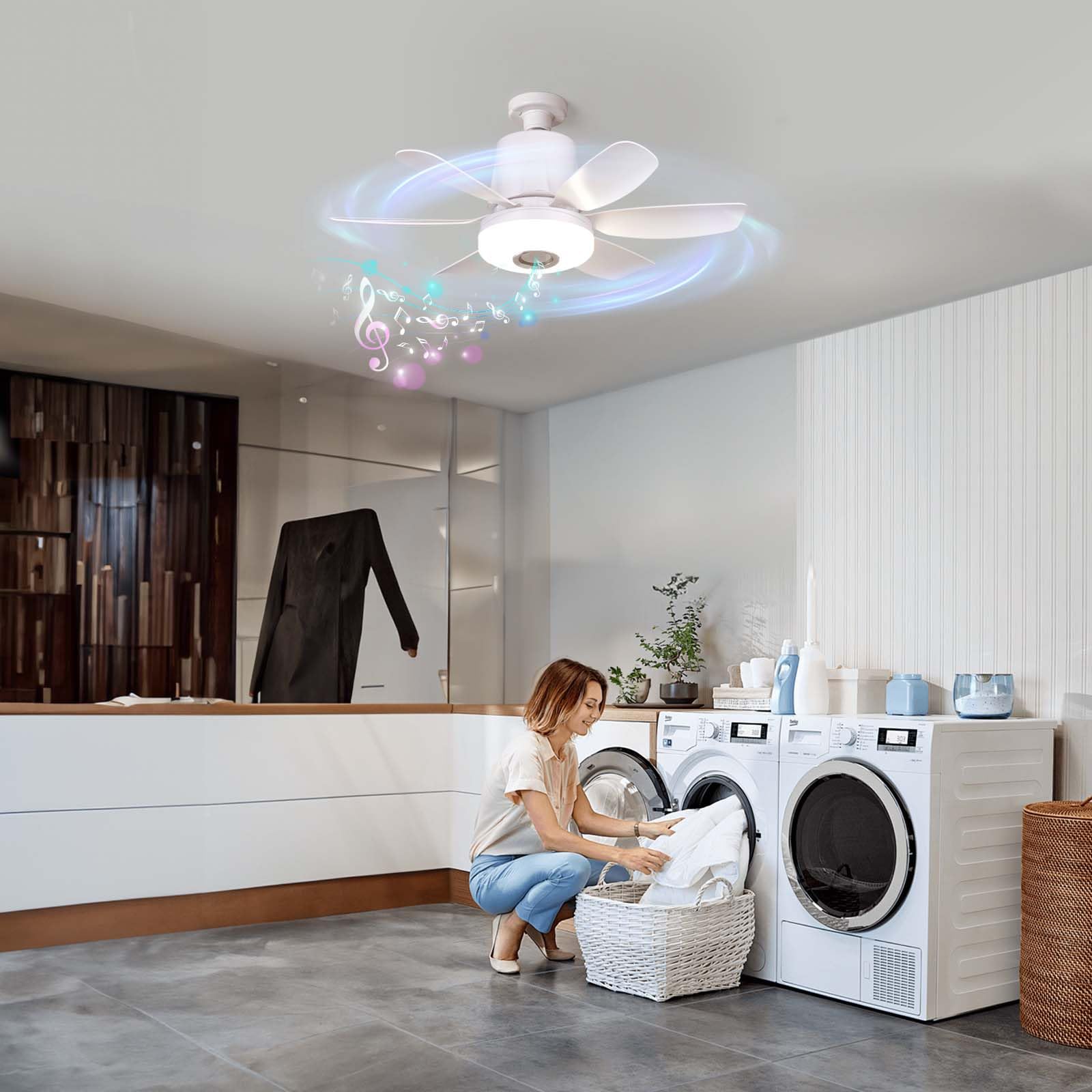 4 in 1 Socket Fan Light with Remote 18 5 inch Small Ceiling Fans with Dimmable Led Light — view 7