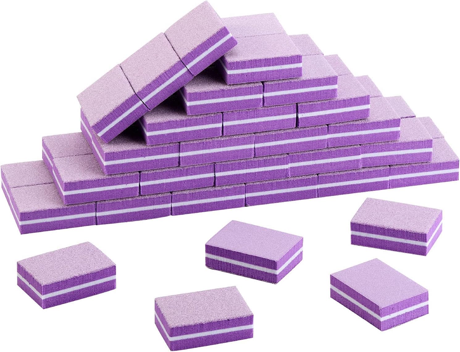 MAKINGTEC 50pcs Mini Nail Sponge File, High Elastic Sponge Grinding Square, Nail Art Tool (Purple)