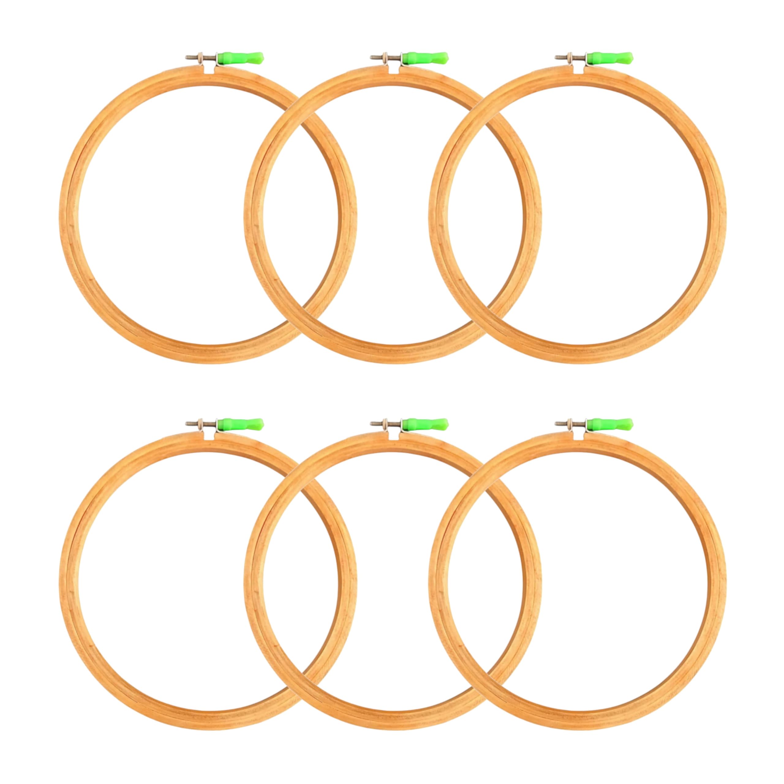 CLEZARO ( Pack of 6 ) Wooden Embroidery Hoop Ring Frame Size : 7 Inch, Adjustable Cross Stitch Embroidery Circle Hoop, 7-Inch Wooden Embroidery Frame (H156)-image-13