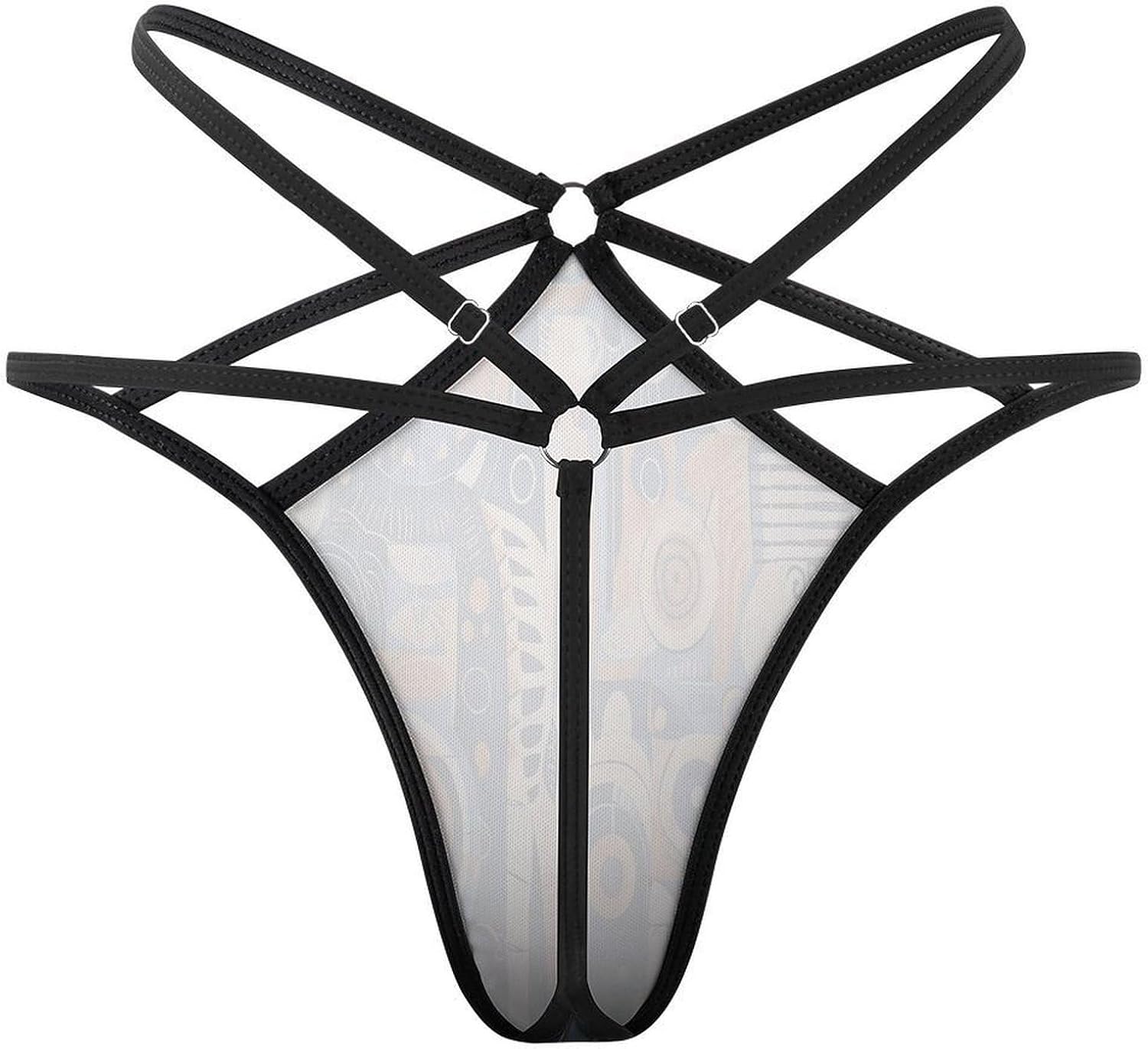 Women's Sexy G-String Thong Panties, Sheer Mesh T-back Underpants | Modern Style Pattern Breathable Stretchy Low Rise Underwear, Comfort Soft No Show Panties for Date Night, 3X-Large