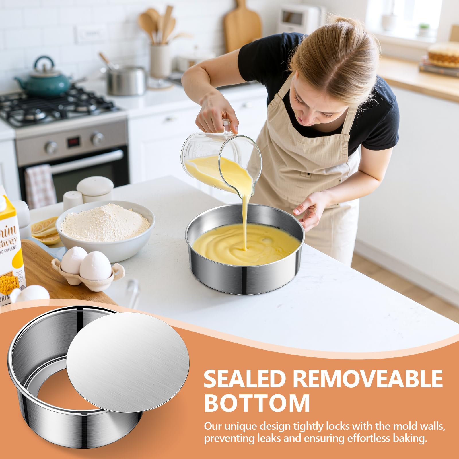 1 moule à gâteau rond en acier inoxydable de 22,9 cm