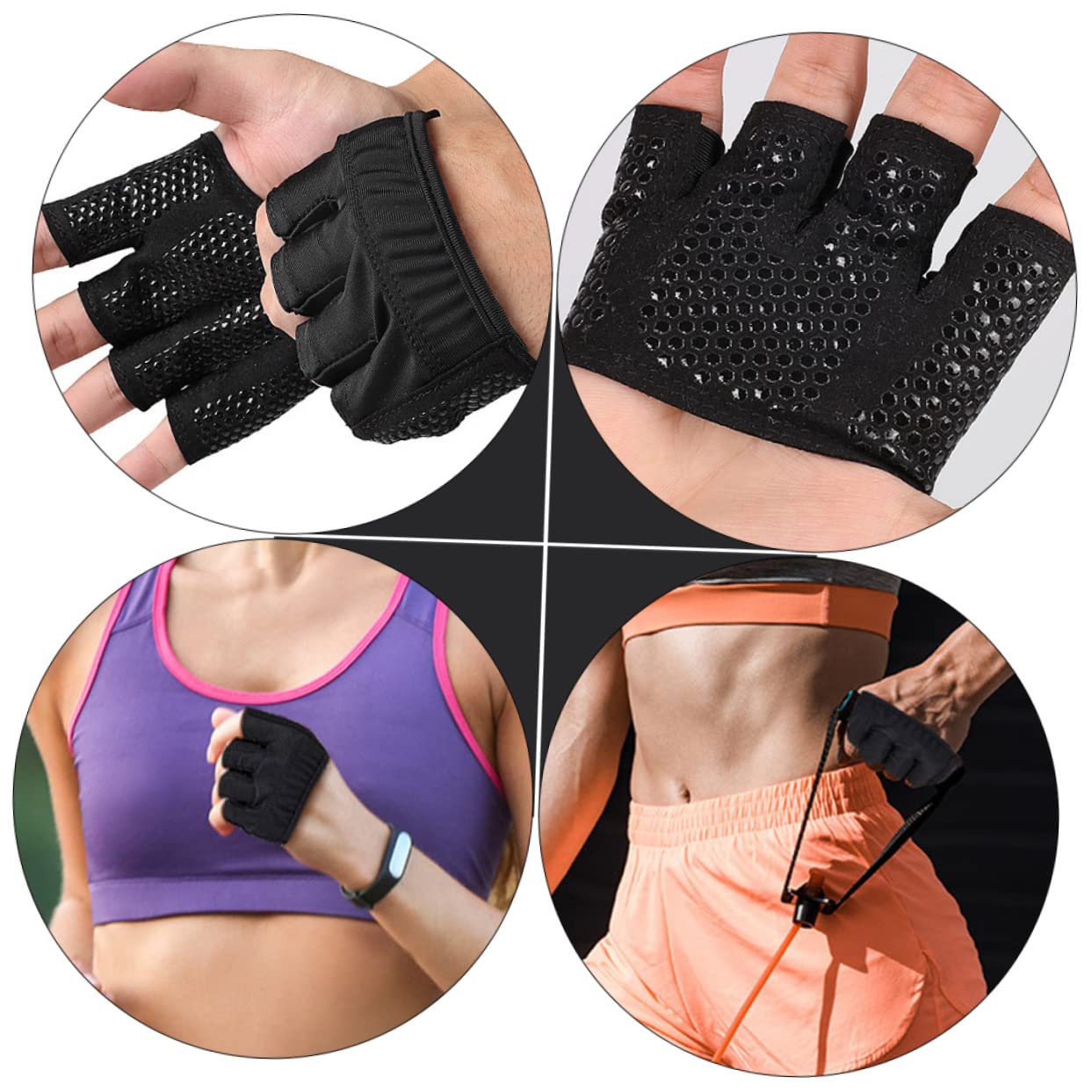 1 Paio Fitness Mezze Dita Culle Guanti da Ciclismo a Dita Corte per Uomo Guanto a Uomo Guanti per Sollevamento Pesi Guanti per Bodybuilding Guanti Senza Dita Manubrio a Quattro Dita da Donna