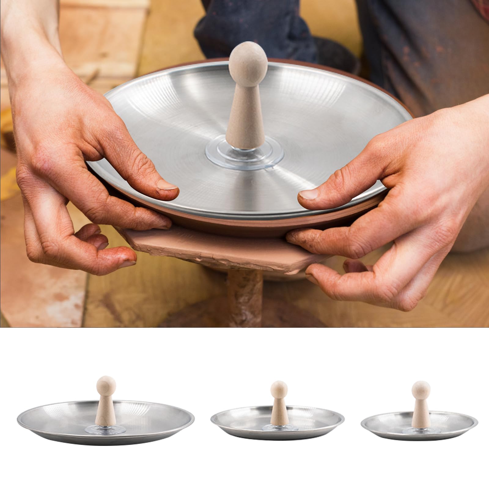 KeaJuidy 3 Stück Keramikformen 14cm 17cm 20cm Töpferwerkzeug Set Keramik Werkzeug DIY Kit Gipsformen für Keramik Holz Keramik Werkzeuge mit Griff für Kunstherstellung