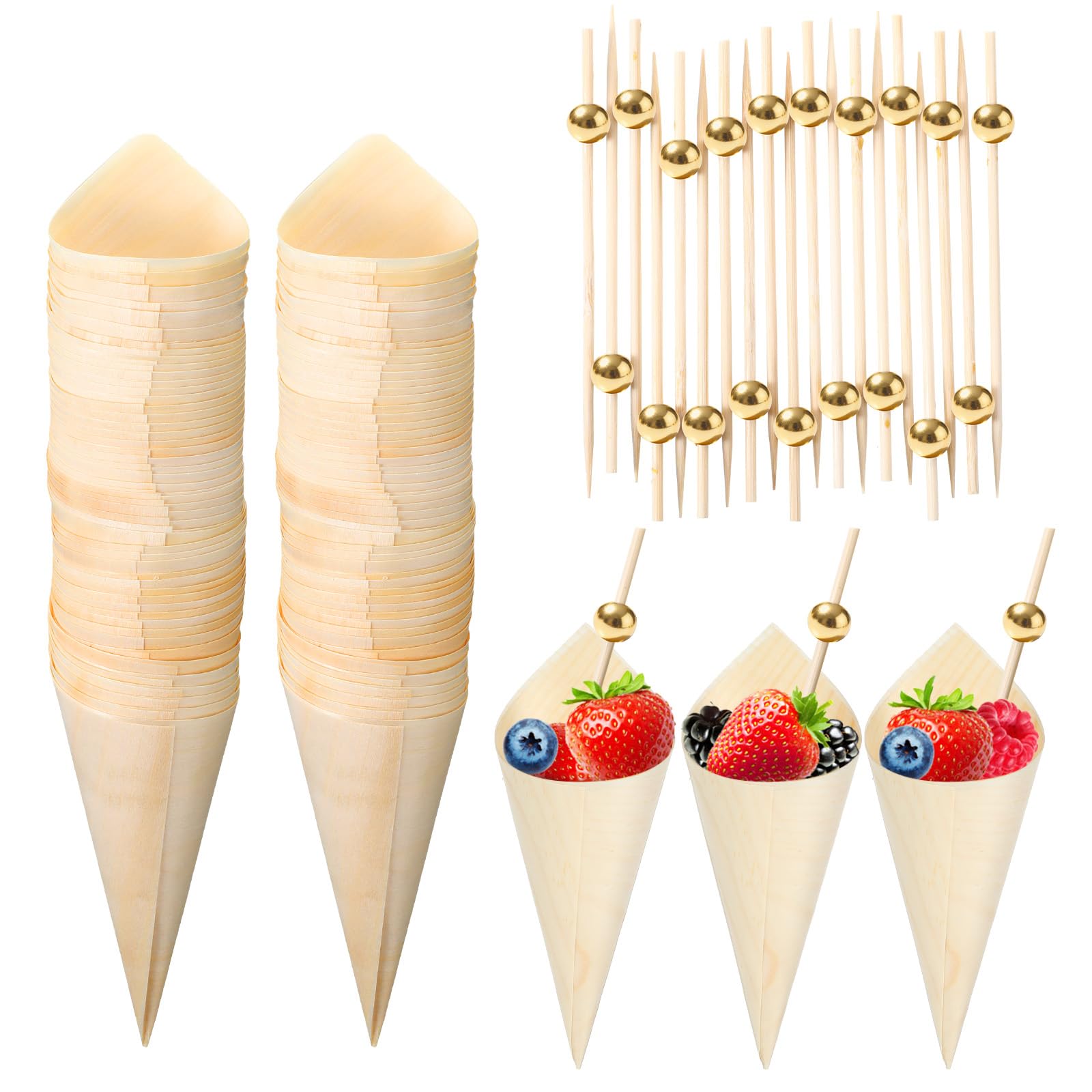 Queekay 200 Pcs Charcuterie Cones 5 Inch Cocktail Picks
