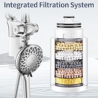 Vista 3 de SINGSUO Filtered Rain Shower Head with Handheld Spray Combo, High Pressure Dual Shower Head with Filter for Hard Water, Modern Magnetix Double