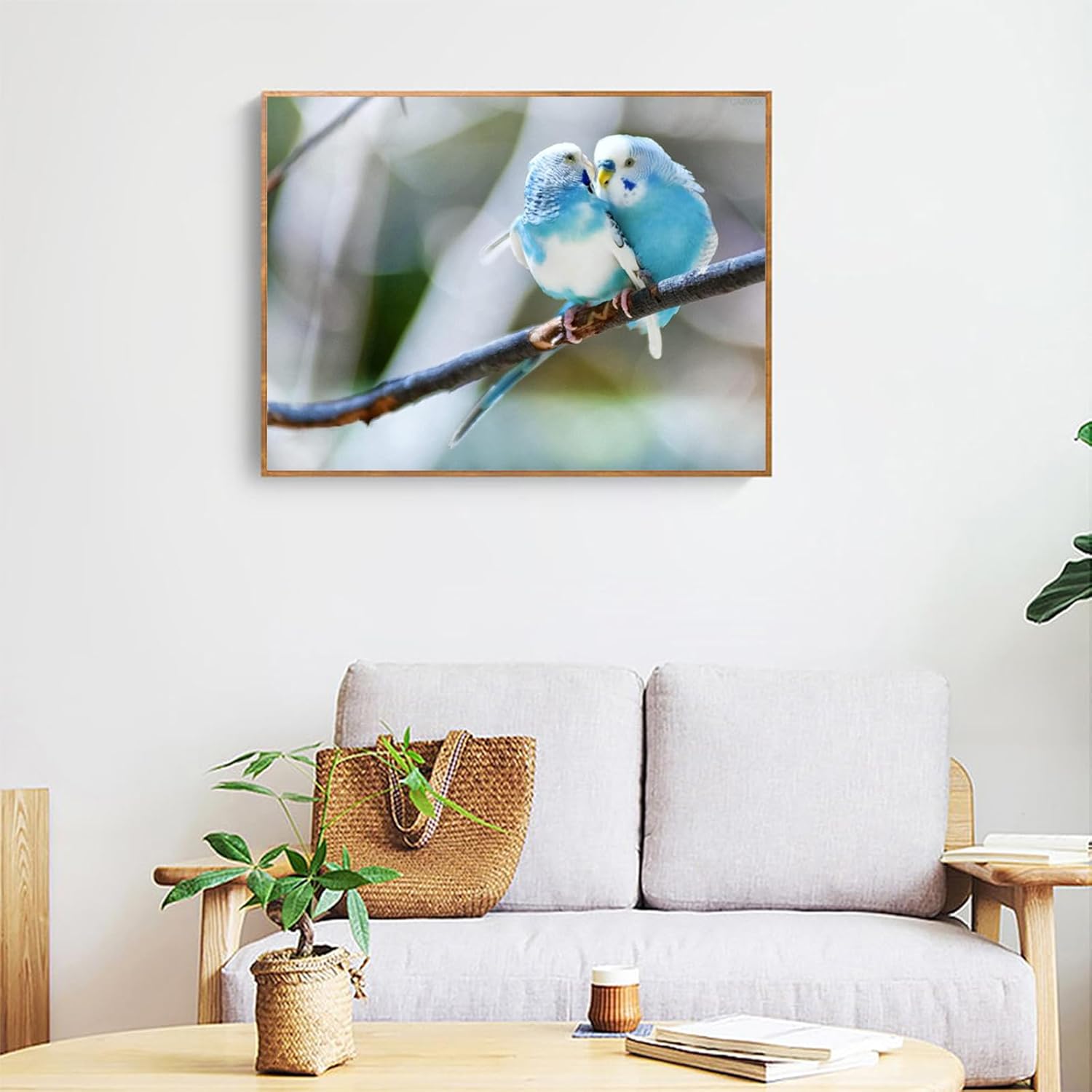 QAZWSX Blue Birds Diamond Painting Kits for Adults, 5D DIY Colorful Full Drill Round Diamond Art Kits Parrots Diamond Painting, Diamond Dots Perfect for Home Wall Decor Christmas Gift 12x16inch