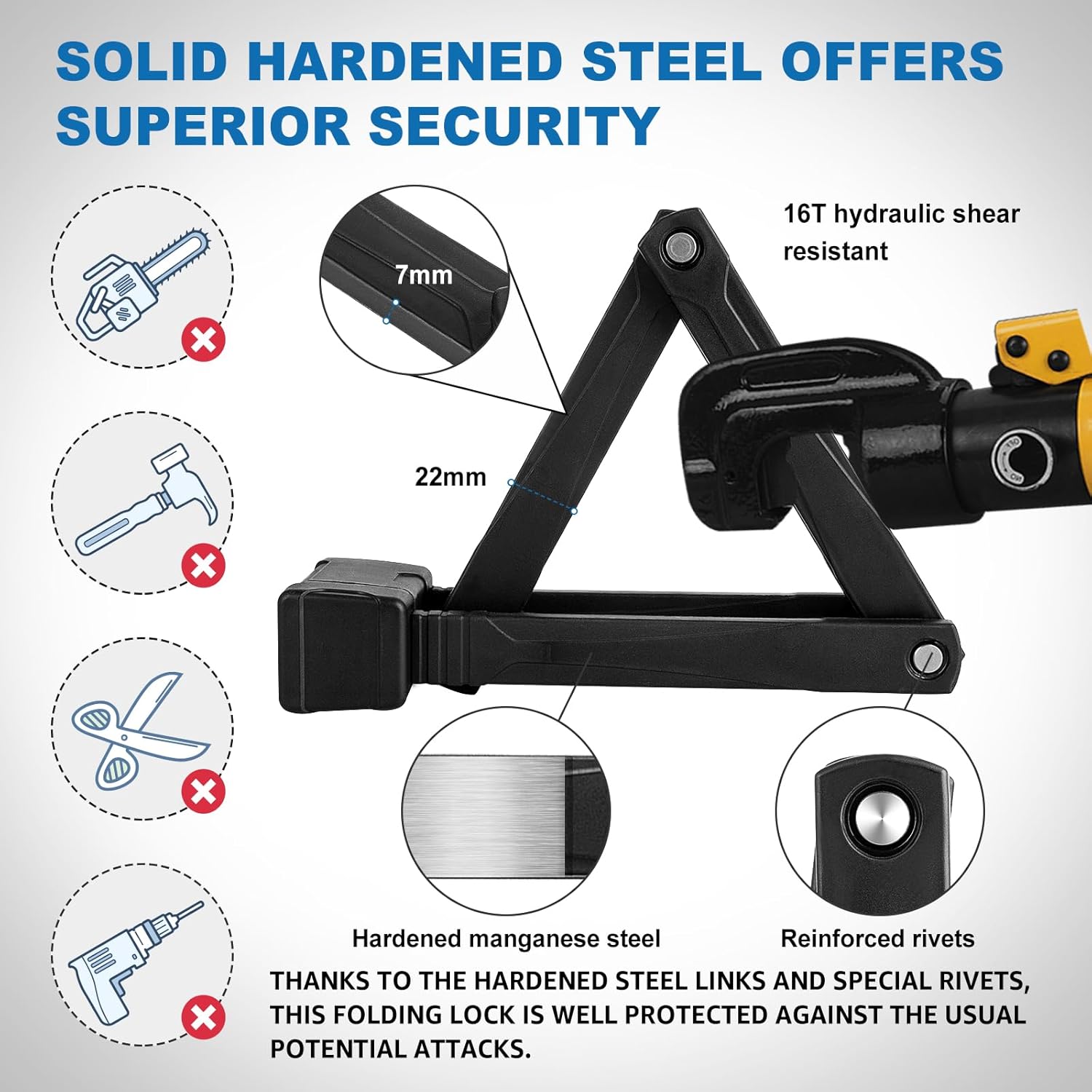 Compact Folding Bike Lock, Heavy Duty Anti Theft Bicycle Lock with 3 Keys and Mount, Lightweight for Road Bikes, Mountain Bikes, E-Bikes, Motorcycles, Scooters - 95cm (37 in)