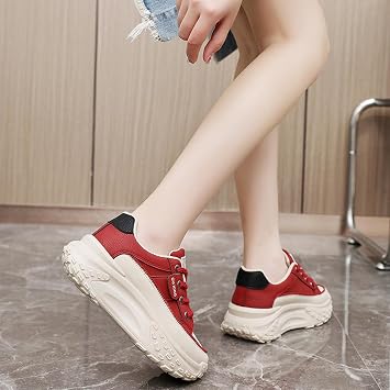 Platform Trainers for Women,Women's Chunky Platform Sneakers,Wedge Trainers for Women,Anti Slip With Thick Sole Breathable Fashion Running Sneakers,Ladies Flat Low Top Fashion Trainer