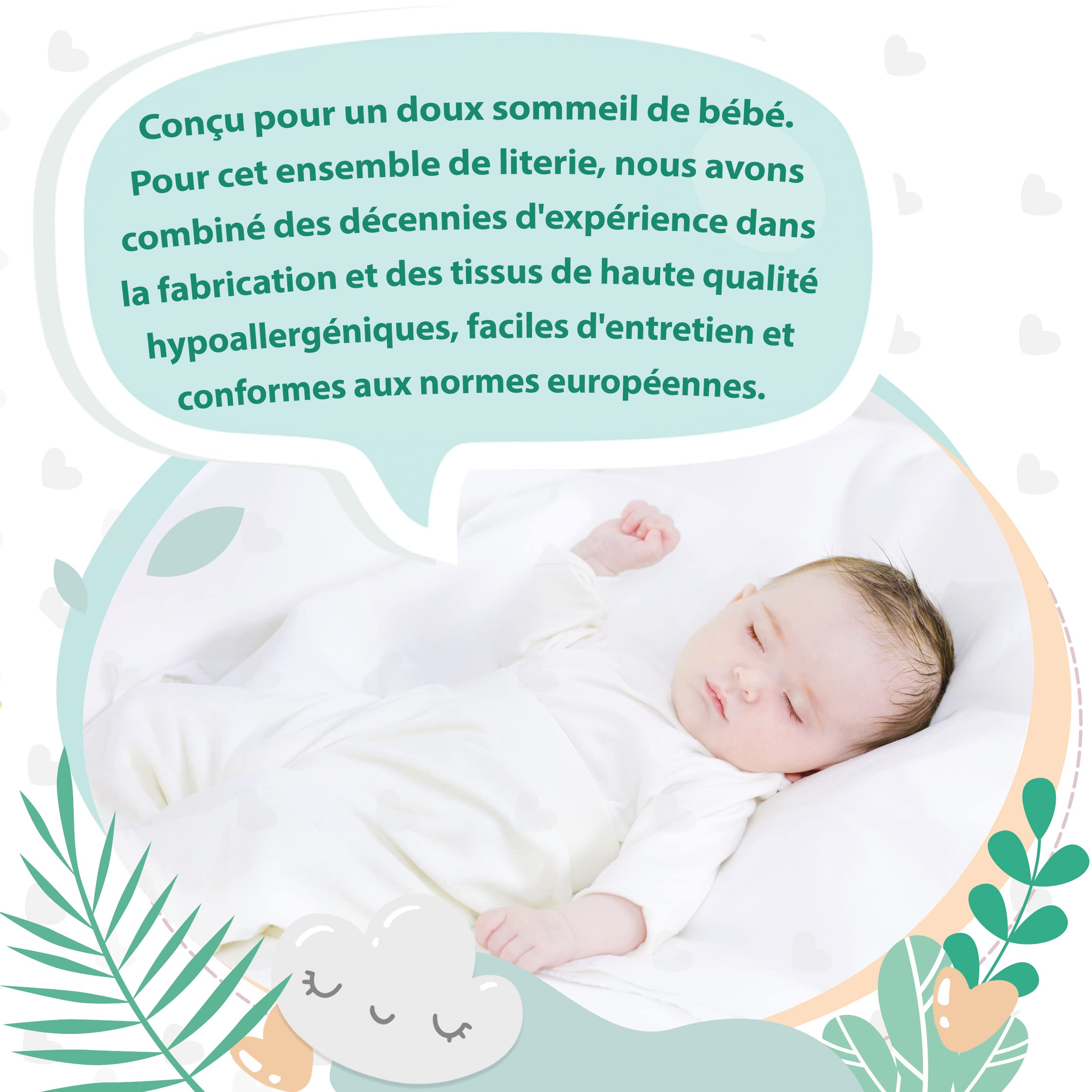 FAM‘ Home Parure de lit Enfant 4 Saisons Cheeky Fox, Couette Bebe 100 x135 cm et Oreiller 40x60 cm | Certifié Oeko-Tex | Couette Toutes Saisons en Microfibre |Convient pour Un lit de 70x140 cm