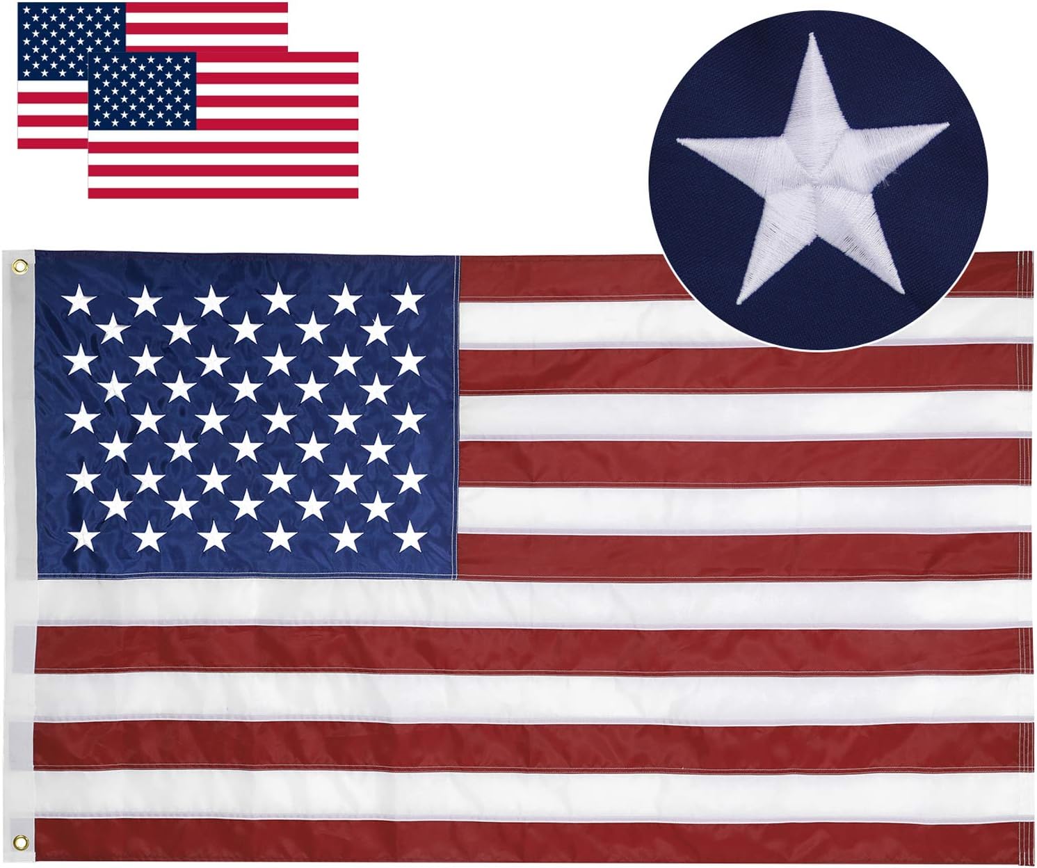 2022 Losong American Flag 2x3 ft Heavyweight Fade Resistant Tough Durable 210D Nylon US Flag,Embroidered Stars Sewn Stripes Brass Grommets Vibrant Color Outdoor Indoor USA Flag