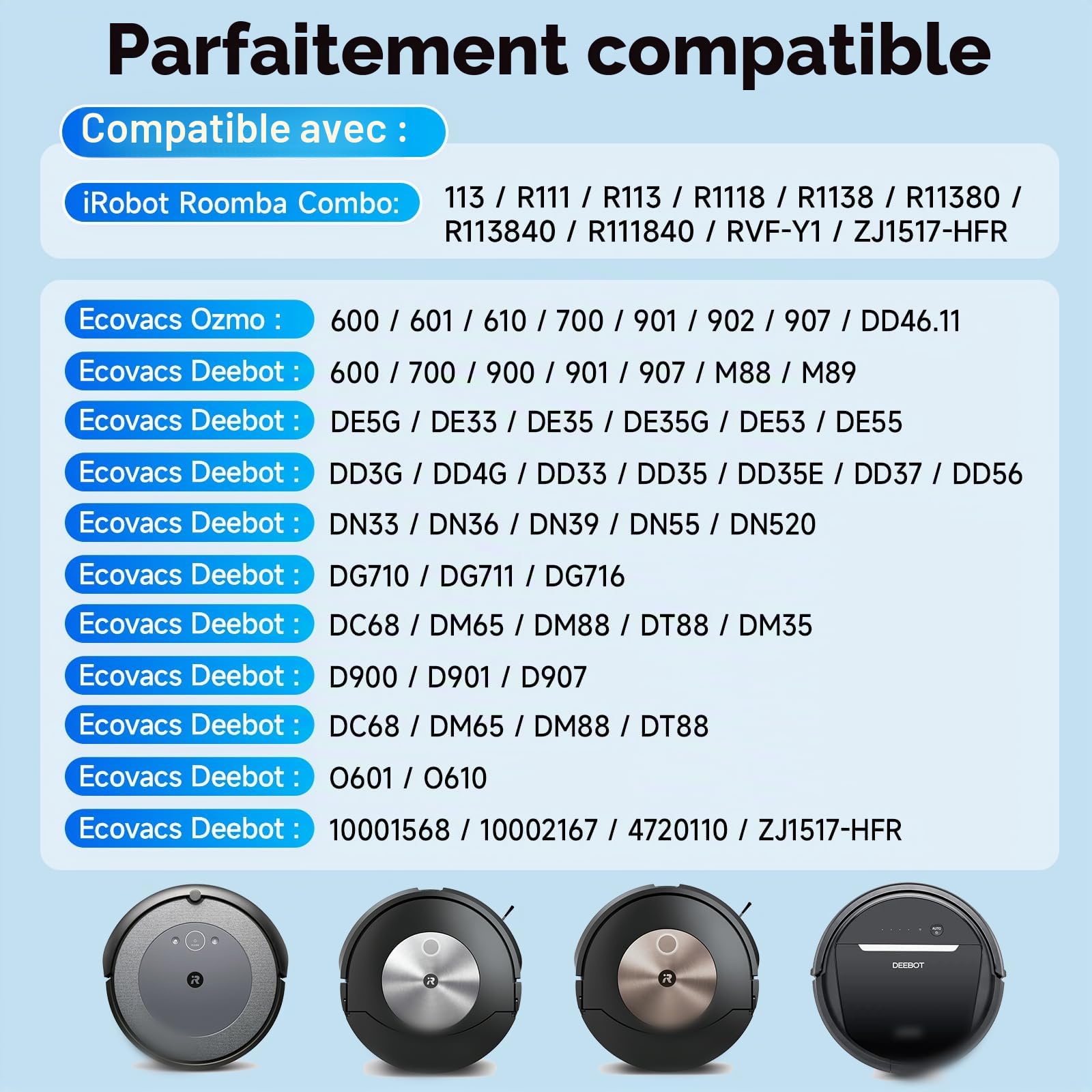 3500mAh Batterie pour iRobot Roomba Combo ZJ1517-HFR, 113, R113, R1138, R113840, R1118,RVF-Y1, ECOVACS Deebot Ozmo M88, 900, 901, 902, 600, 601, 610, Deebot DE5G, DD4G, DD35 DM88 Robot Aspirateur