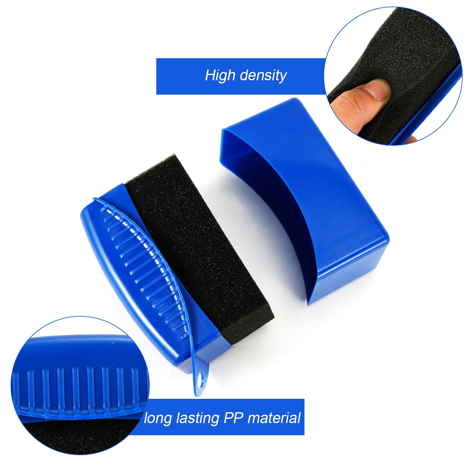 2 Pièces Tampon Applicateur Pneus, Réutilisable Applicateur Brillant Pneu avec Boîte Rectangulaire Ergonomique Brosse de Pneu de Voiture pour Fournitures de Nettoyage de Voiture (Bleu)