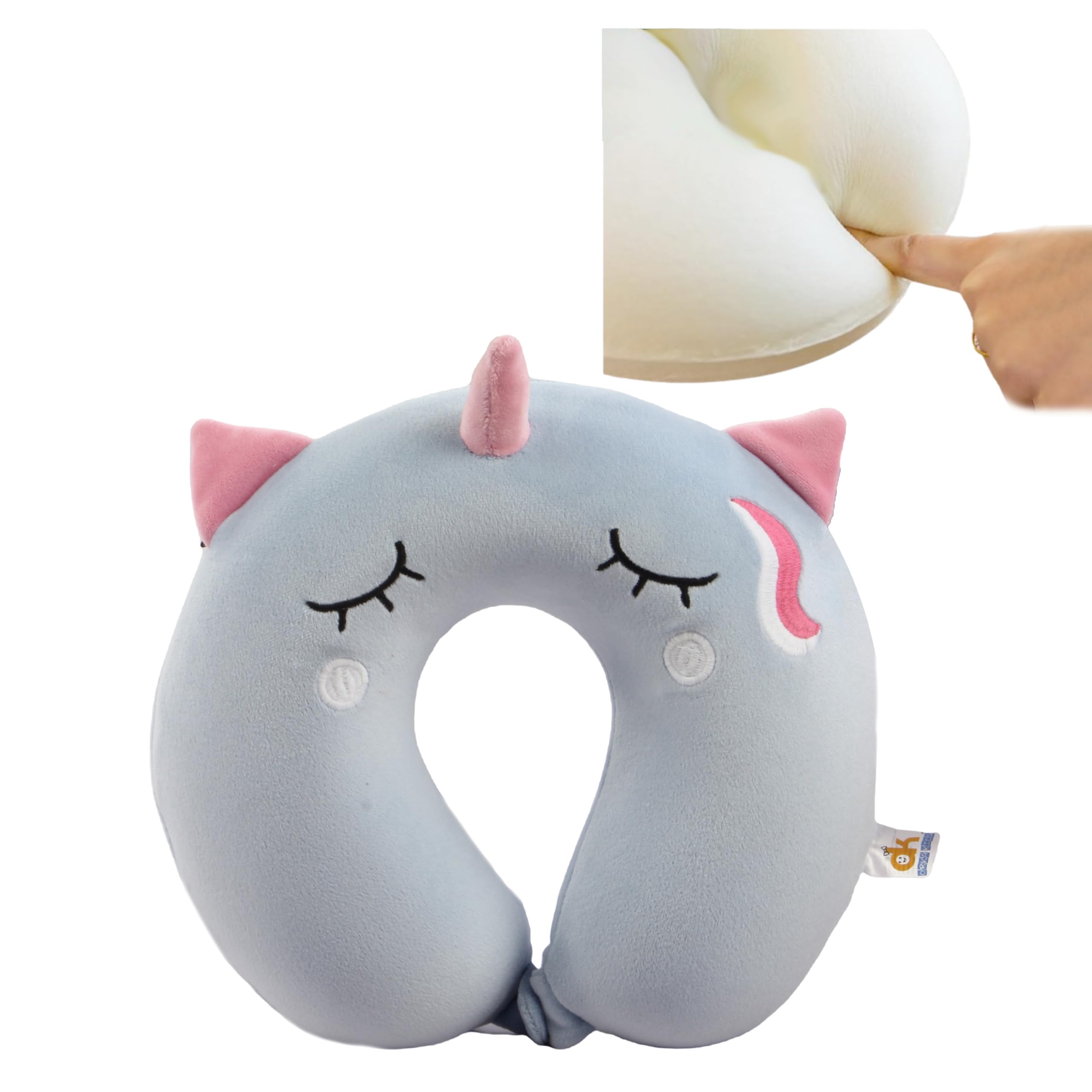 ok orka kids Orka Kids Travel Pillow, Embroidery Memory Foam U Neck Pillow, U-Shaped Airplane Car Flight Head Neck Support Pillow for Adults Toddler Children,Boys,Girls (Light Grey)-picture-16