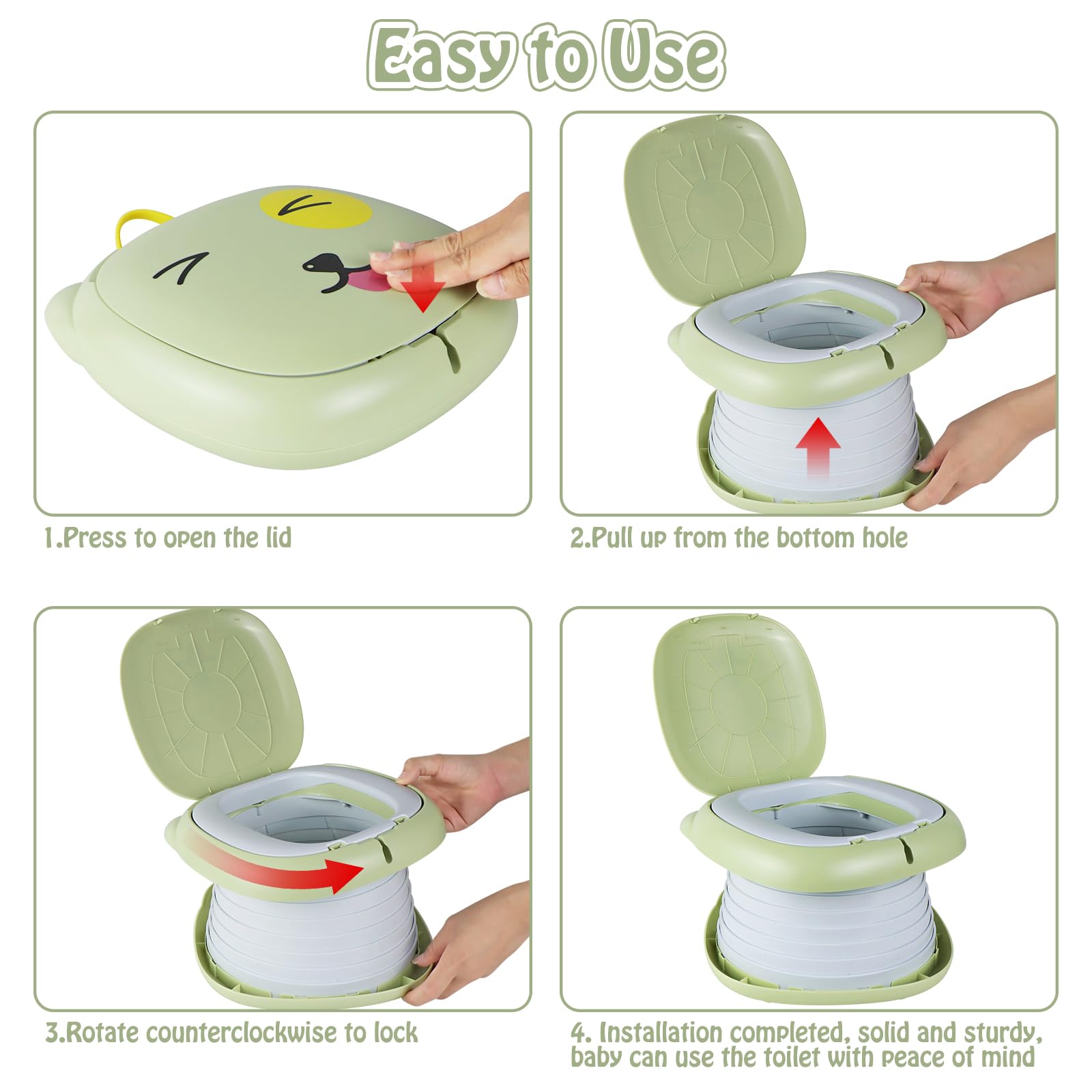 Travel Potty for Toddlers Yeelua Reusable Potty Training Toilet Seat - Image 4