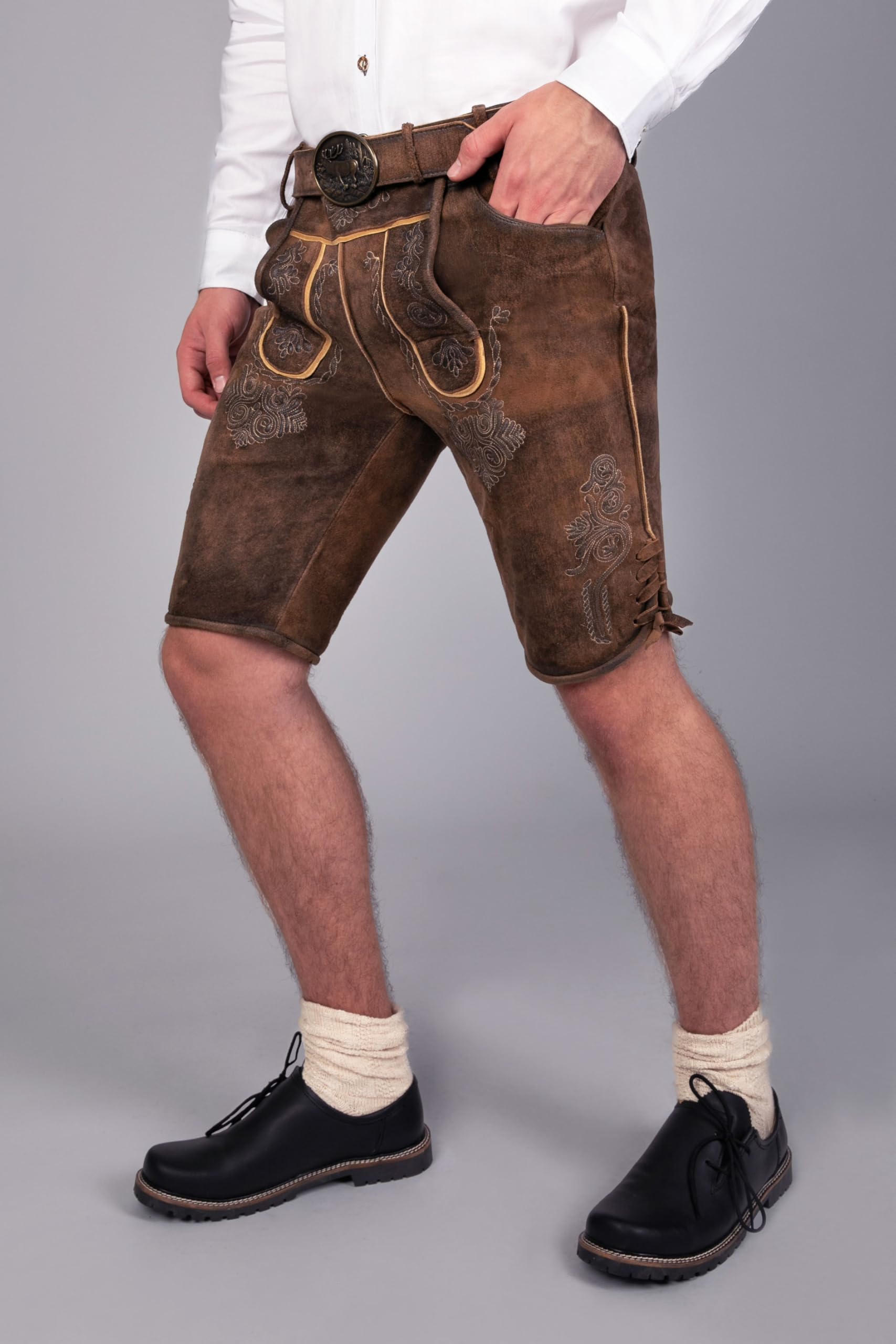 Edelnice Trachtenmode hochwertige Kurze Trachtenlederhose Bernd aus Wildbockleder