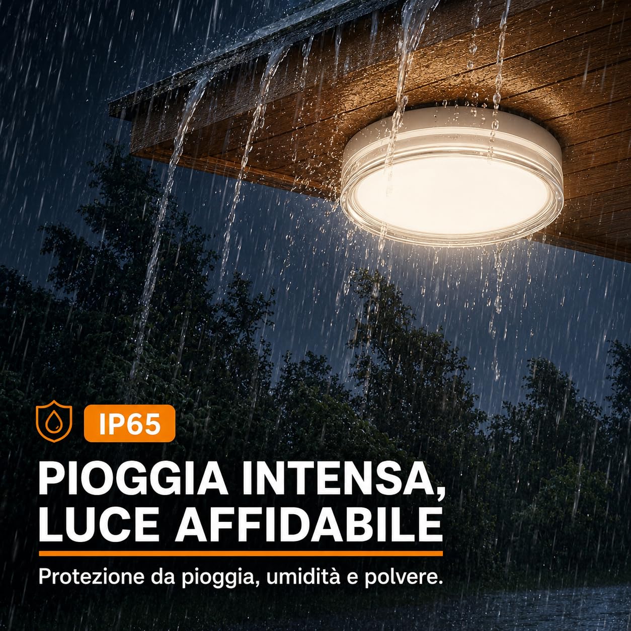 MARSI Plafoniera LED IP65 Ø30 cm 24W, 3 CCT 2800K 4000K 6000K | Bianca, installazione a soffitto o parete, per bagno, corridoio e balcone. Bordo in acrilico trasparente