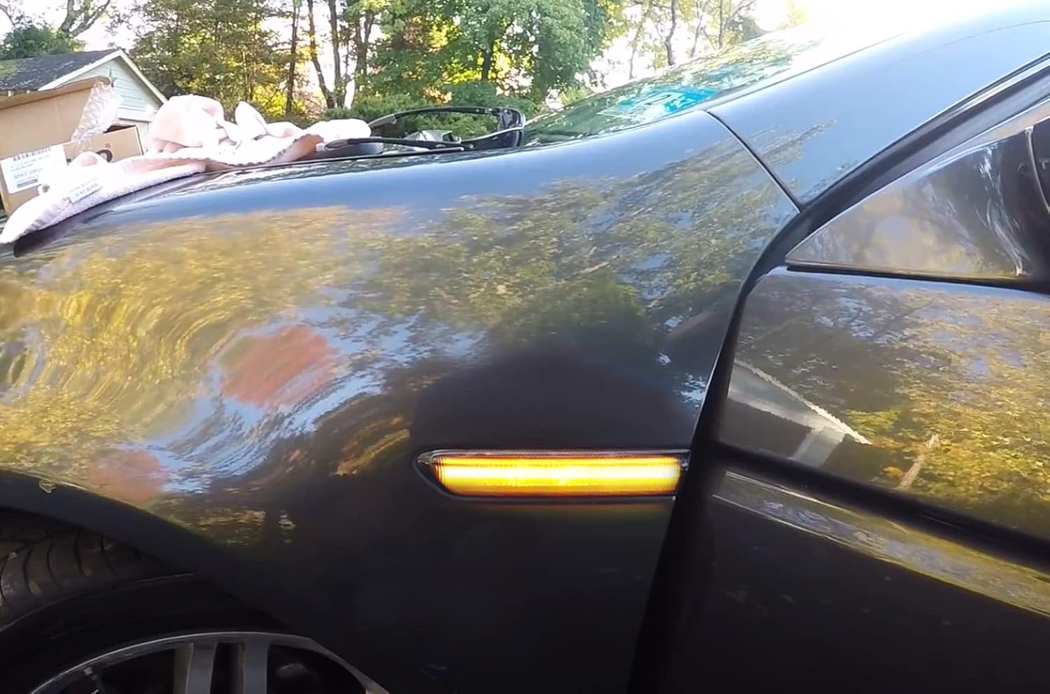 iJDMTOY Smoked Lens Amber/Red Full LED Side Marker Light Kit Compatible With 2004-2008 Acura TL, Powered by Total 180-SMD LED, Replace OEM Sidemarker Lamps